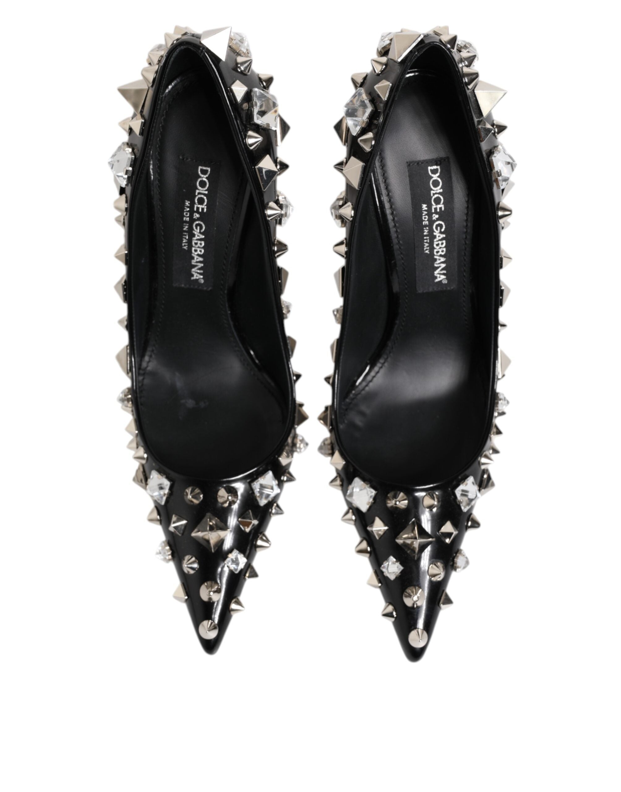 Black Crystals Studs Stiletto Pumps Shoes