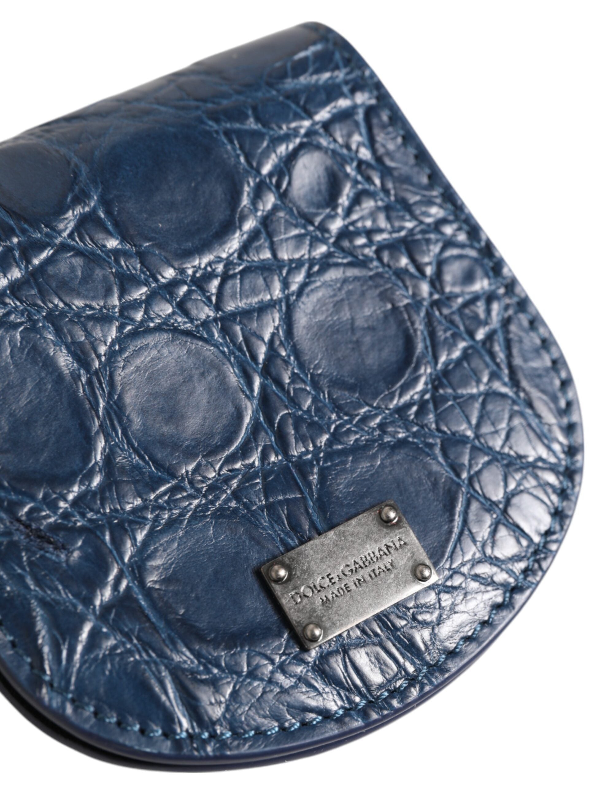 Pouzdro na kondomy s mincí v modré barvě z exotické kůže, kapsa, peněženka