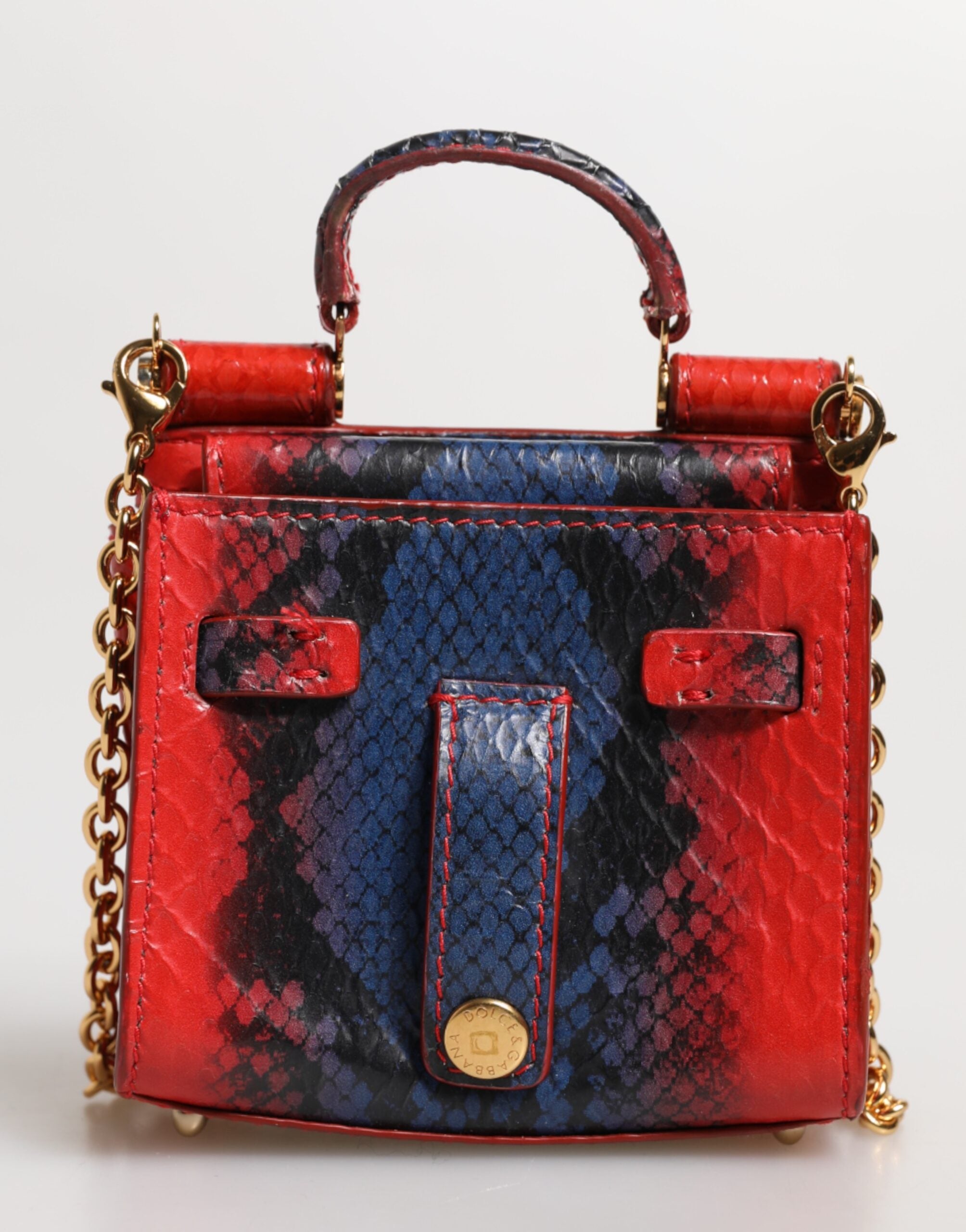 Červenomodrá kožená crossbody taška Sicily s řetízkem