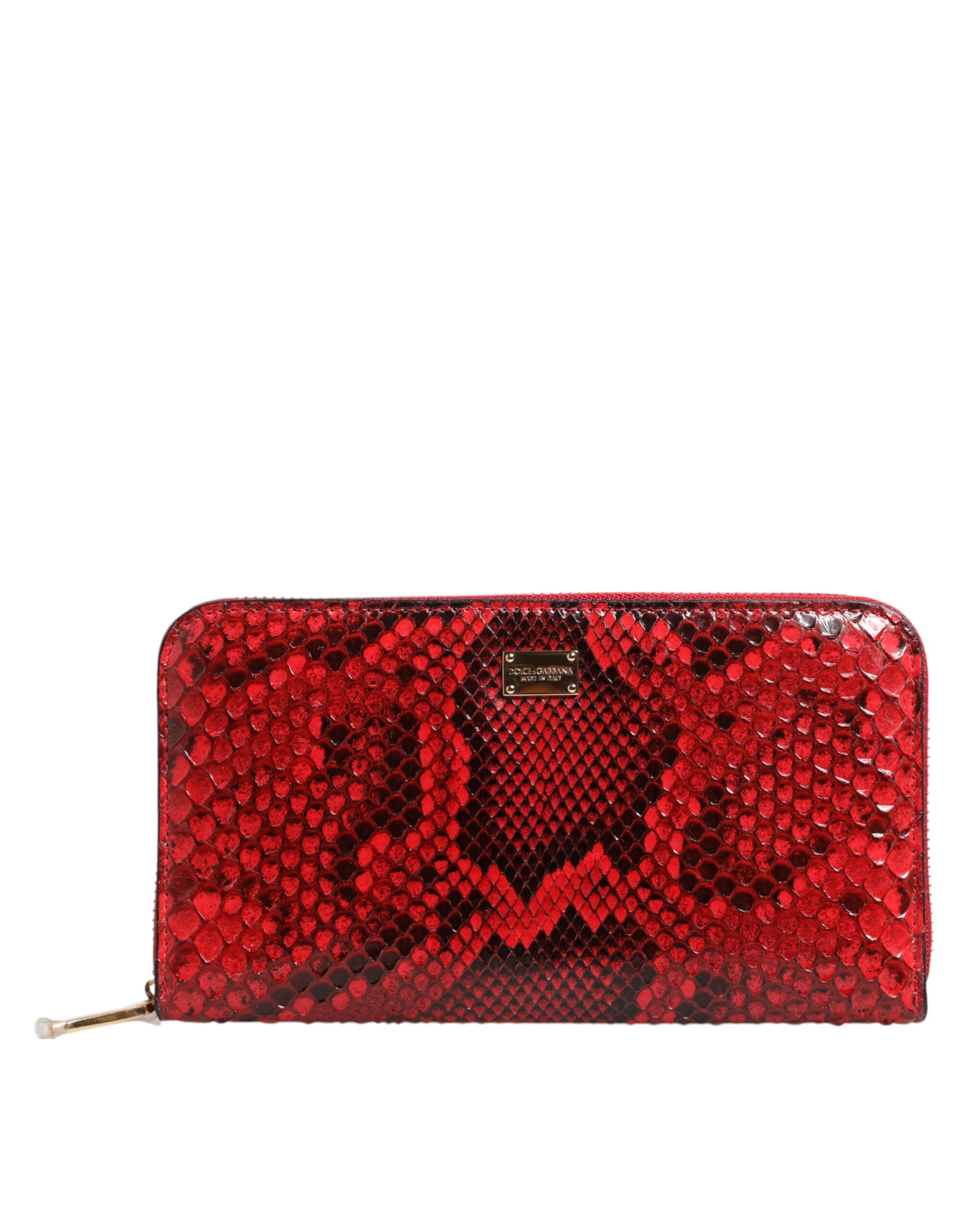 Červená exotická kožená peněženka Continental Clutch s zipem