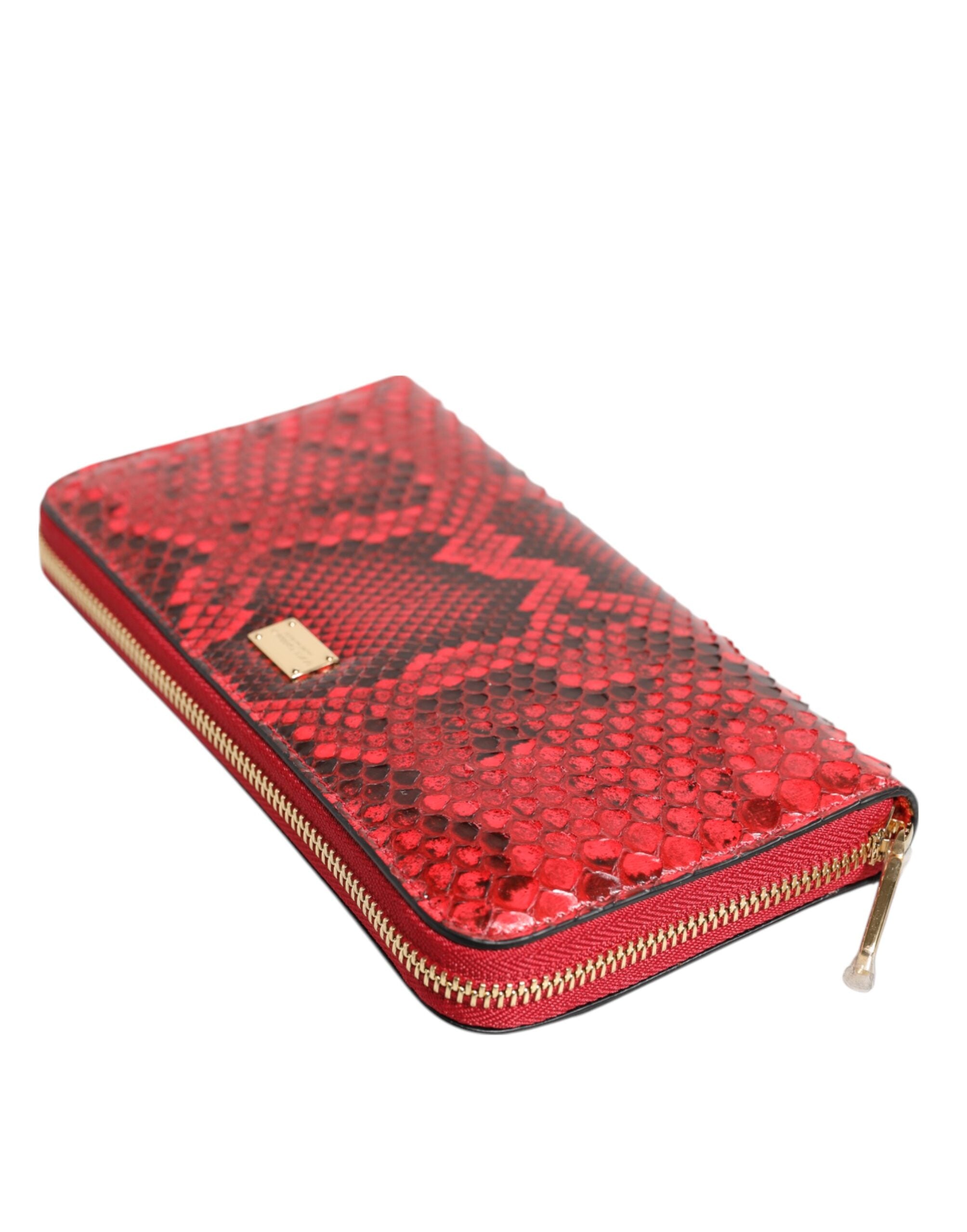 Červená exotická kožená peněženka Continental Clutch s zipem