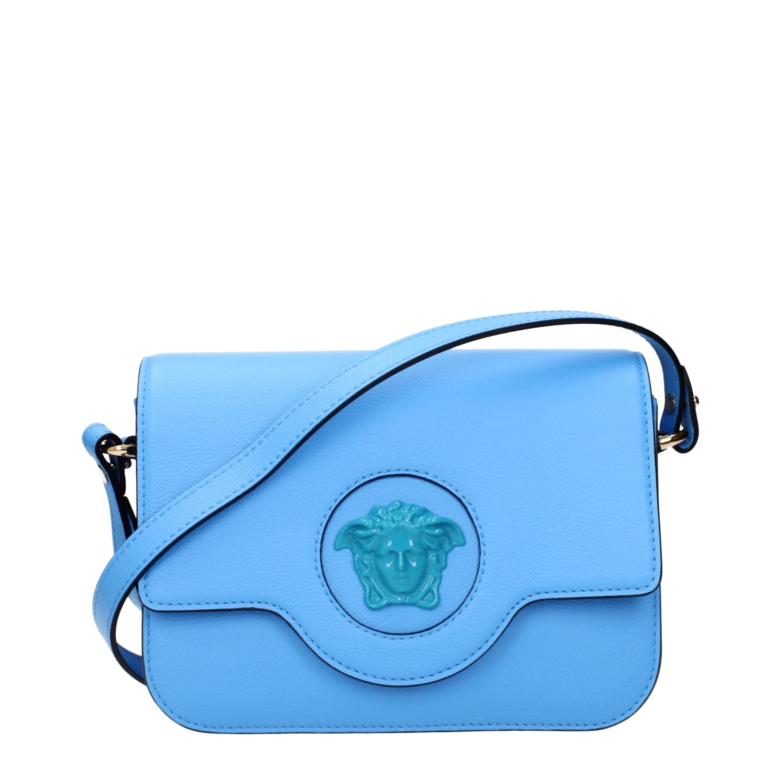 Světle modré kožené crossbody kabelky