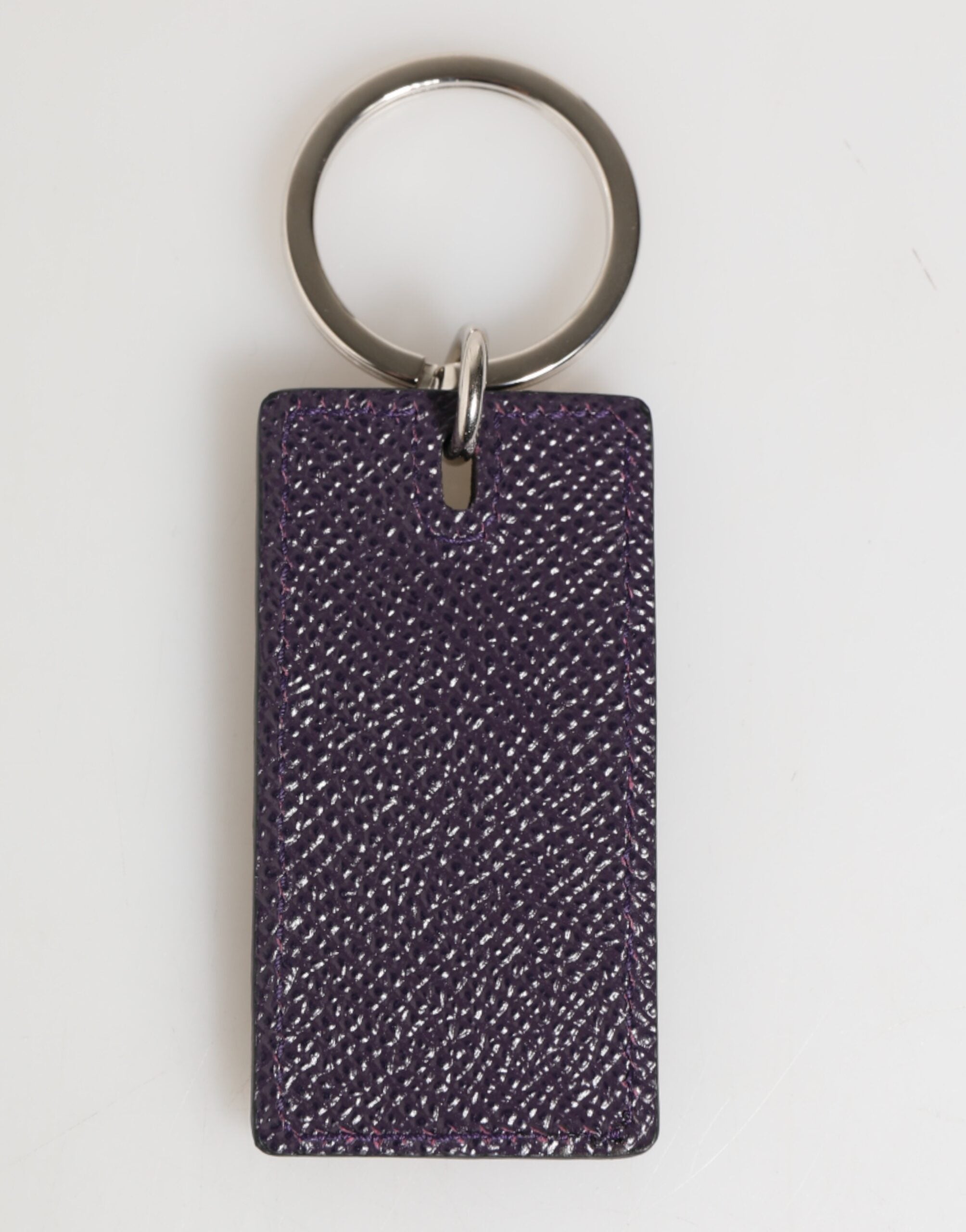 Violet Leather Logo Metal Ring Men Keychain Keyring