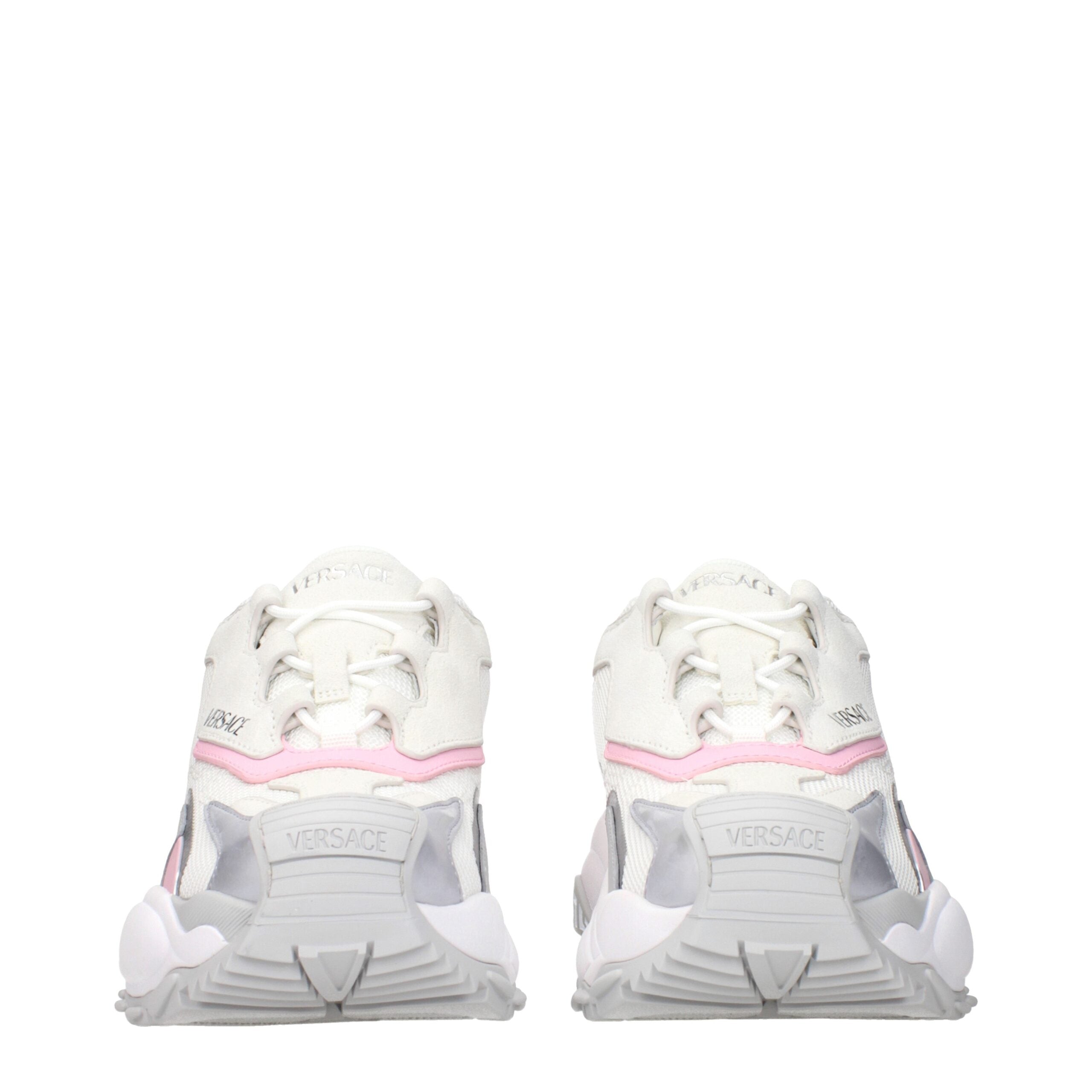 White Fabric Chunky Sneakers
