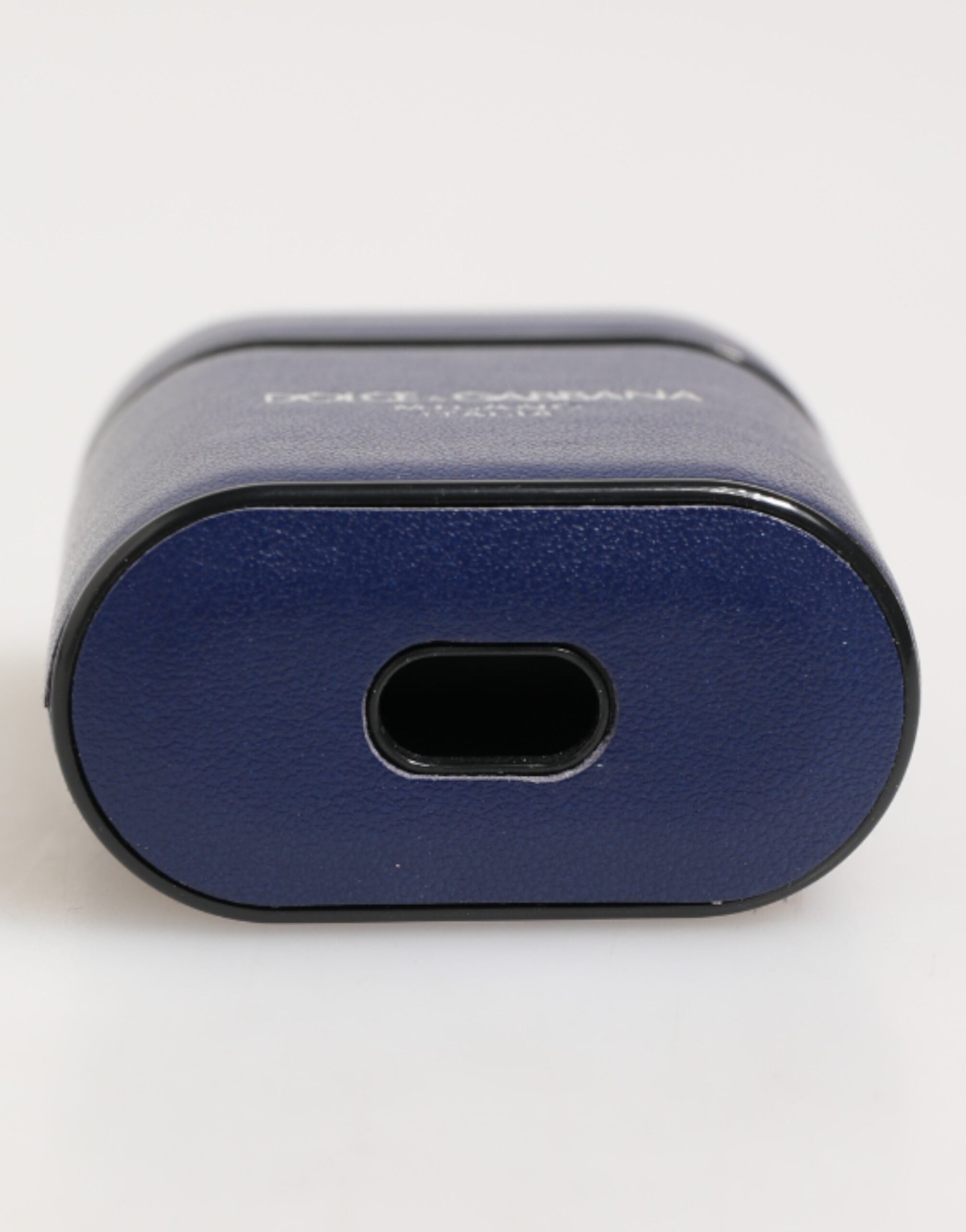 Pánské pouzdro na Airpods v modrém koženém pouzdře s logem