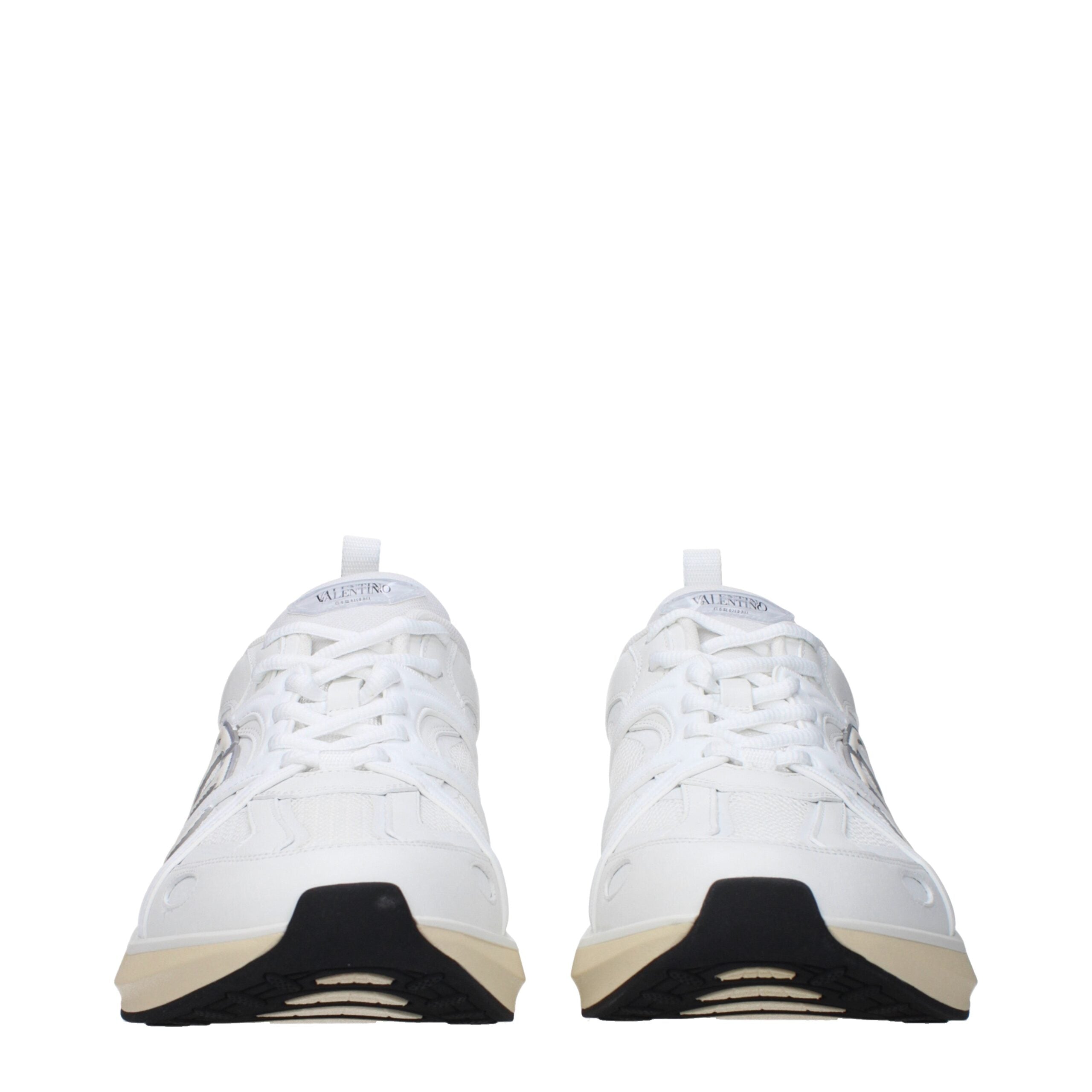 White Fabric Athletic Sneakers