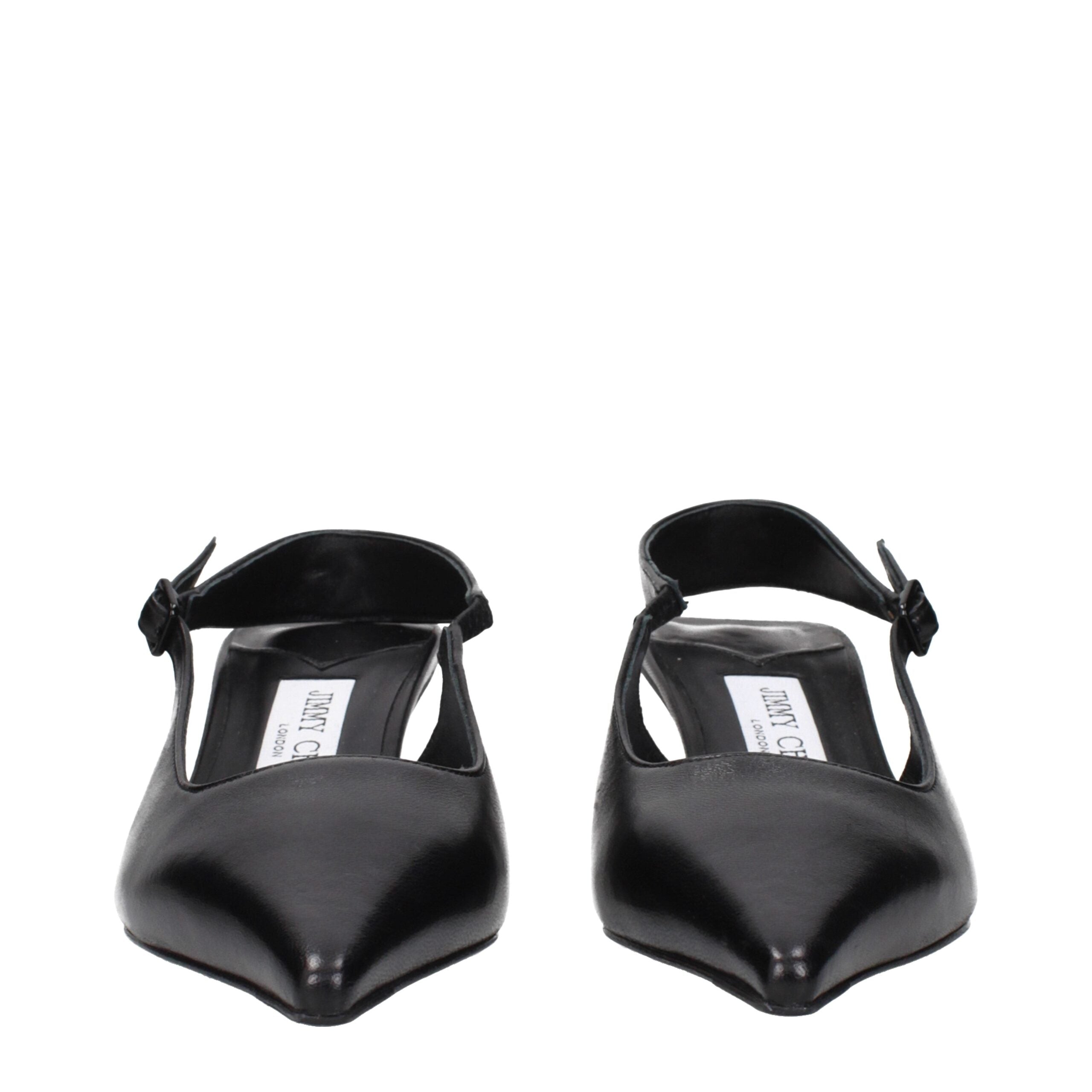 Black Leather Flat Sandals