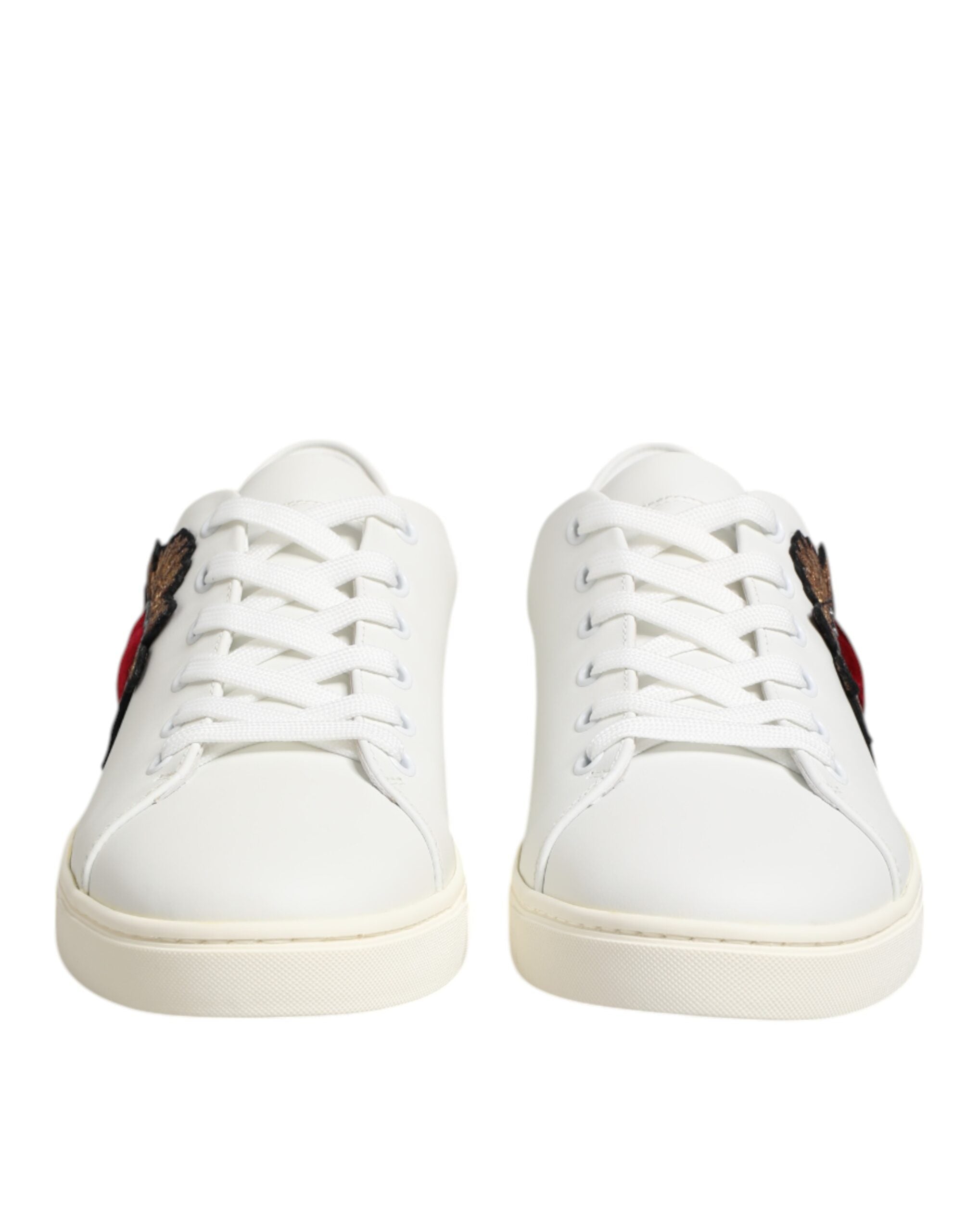 White Leather Sacre Heart Patch Sneakers  Shoes