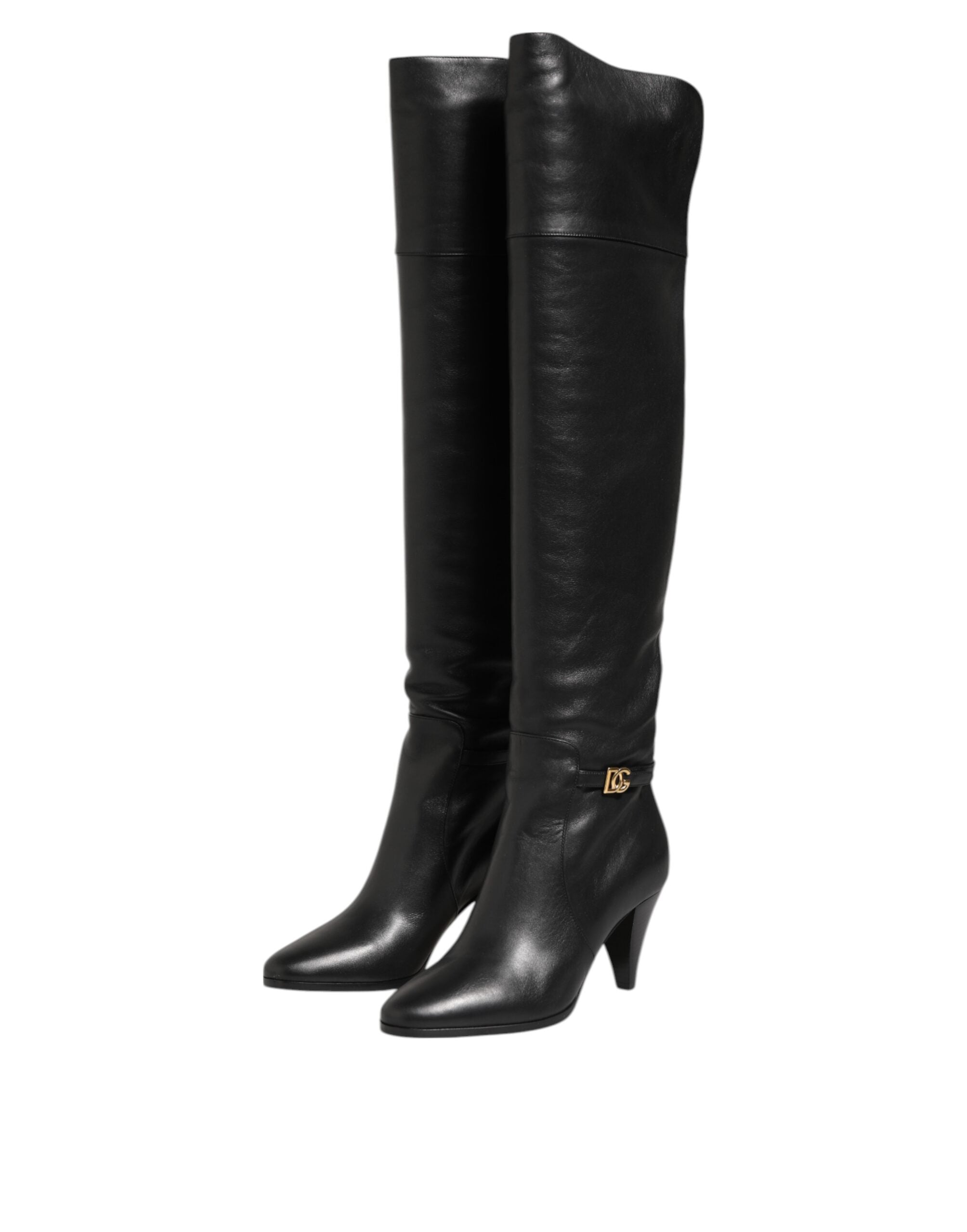 Black Leather Over-The-Knee DG Boots  Shoes