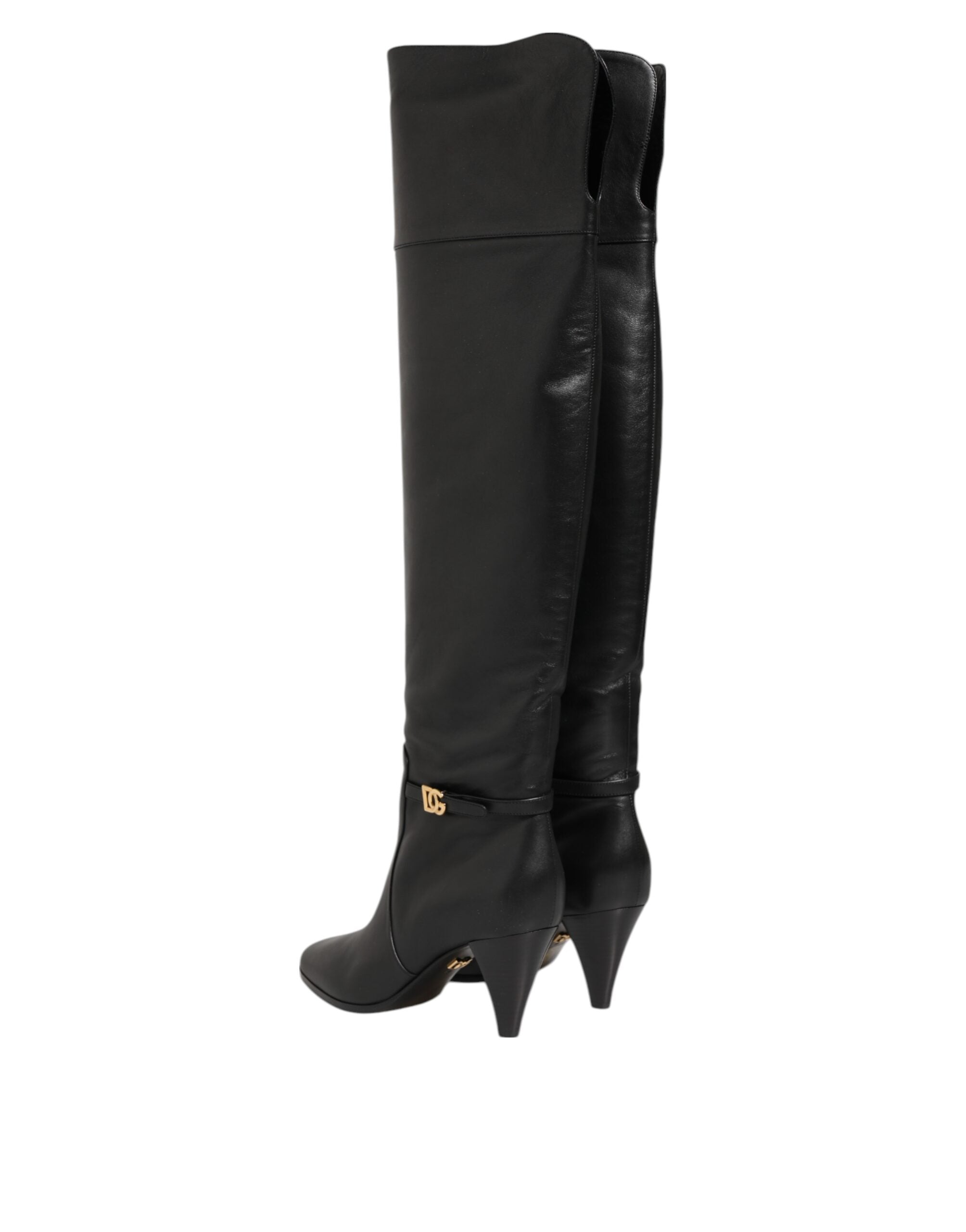 Black Leather Over-The-Knee DG Boots  Shoes