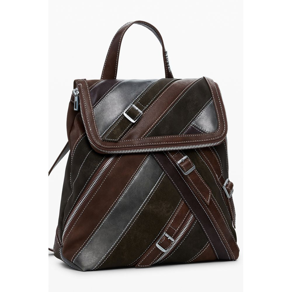 Brown Polyethylene Women Backpack