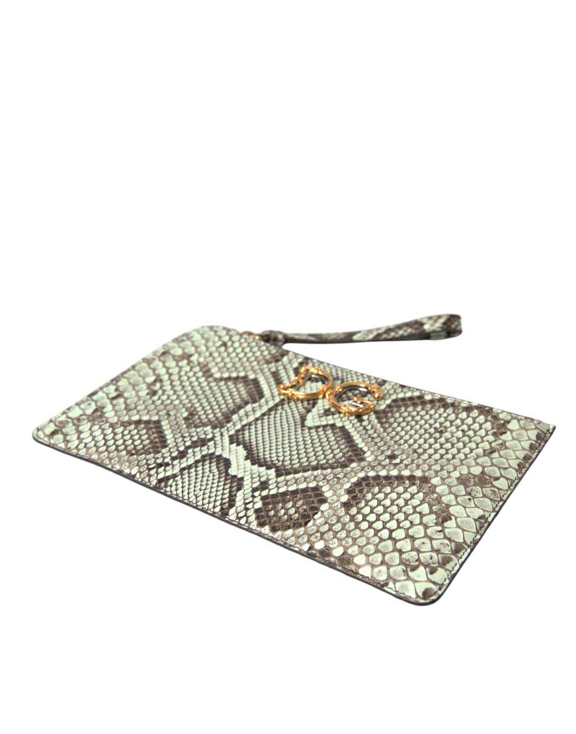 Exotická kůže Verde Acqua Gold DG Logo Clutch Borse Bag