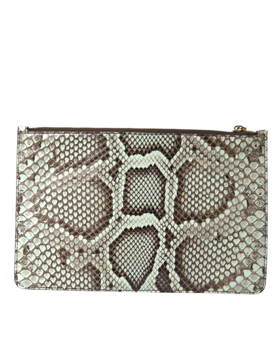 Exotická kůže Verde Acqua Gold DG Logo Clutch Borse Bag