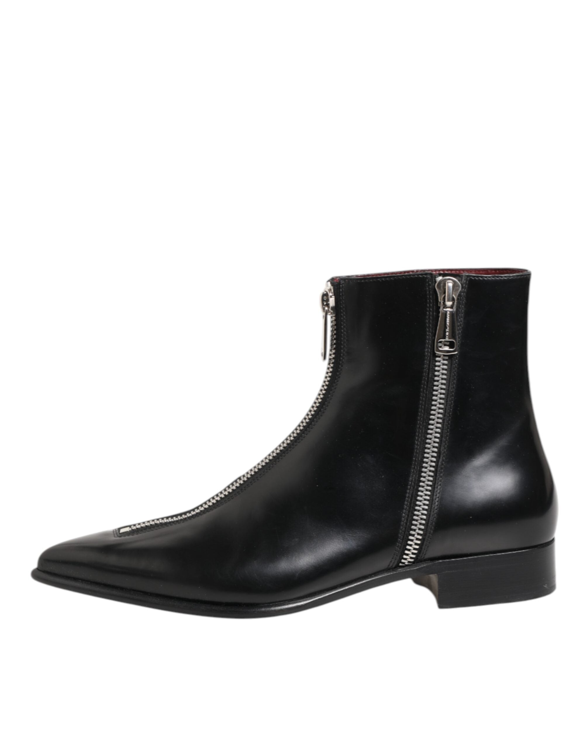 Black Calfskin Leather Men SHORT Boots Shoes
