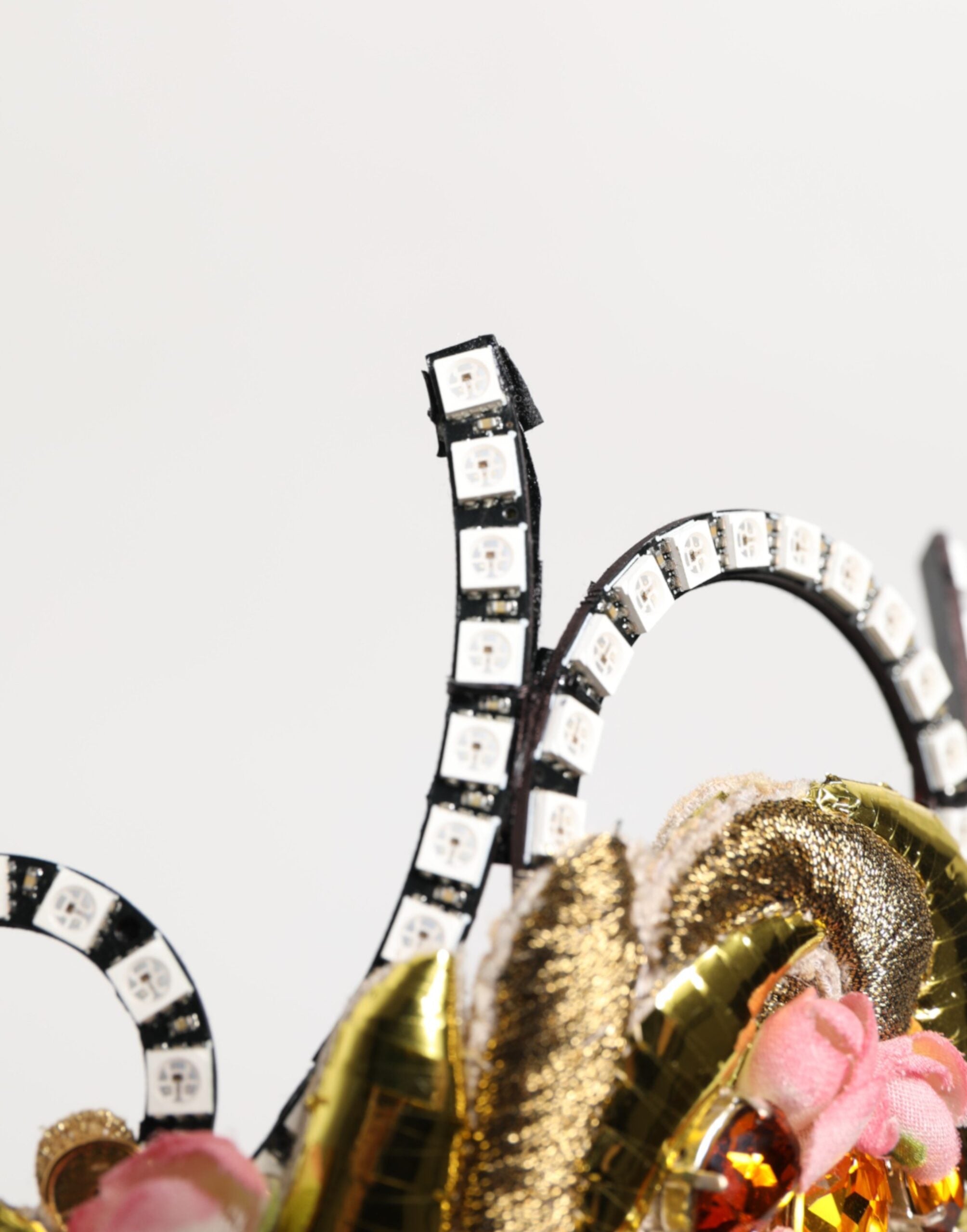 Gold Brass Crystal Embellished Headpiece Crown Diadem Tiara