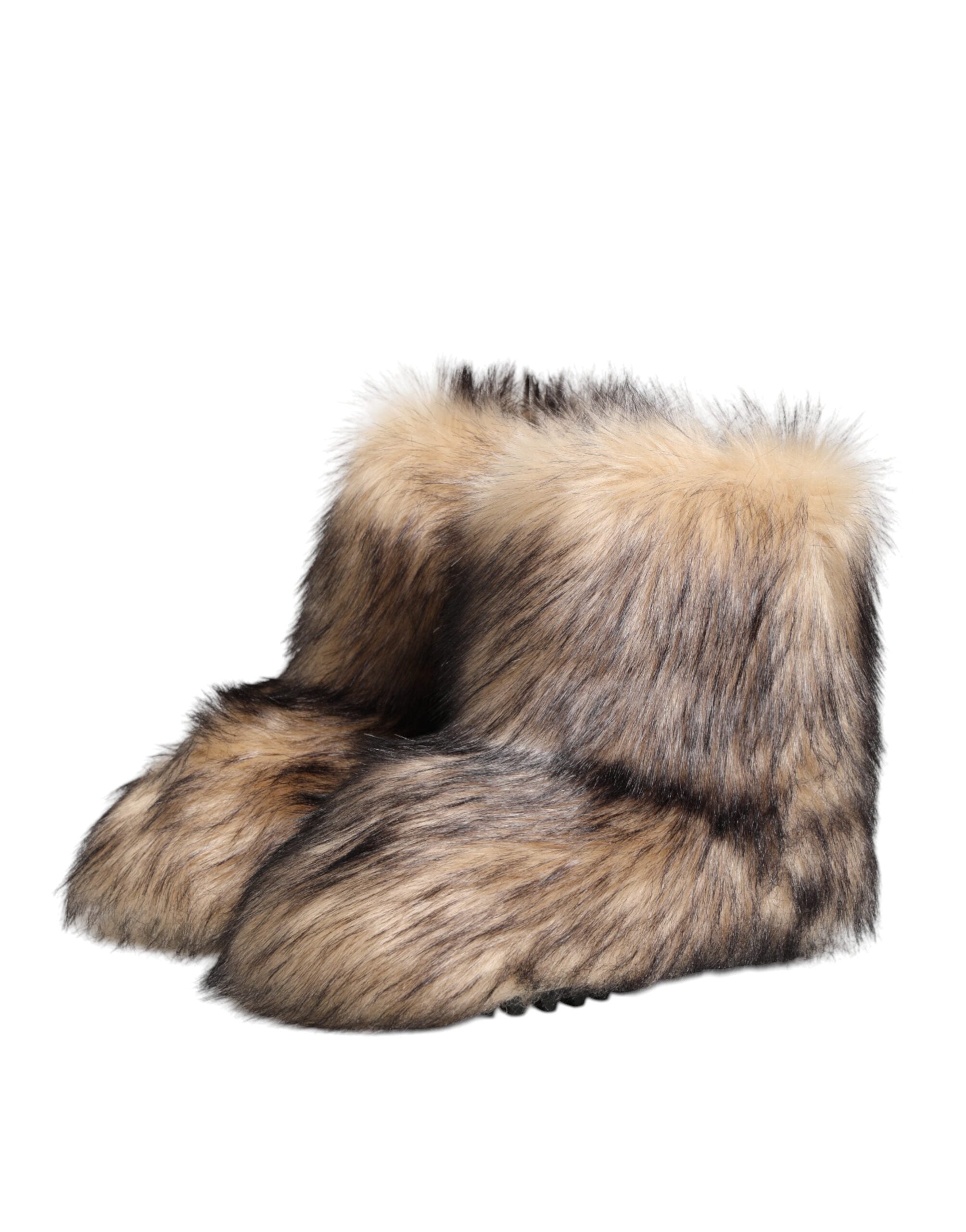 Brown Faux Skim Ski Fur Men Short Boots Shoes