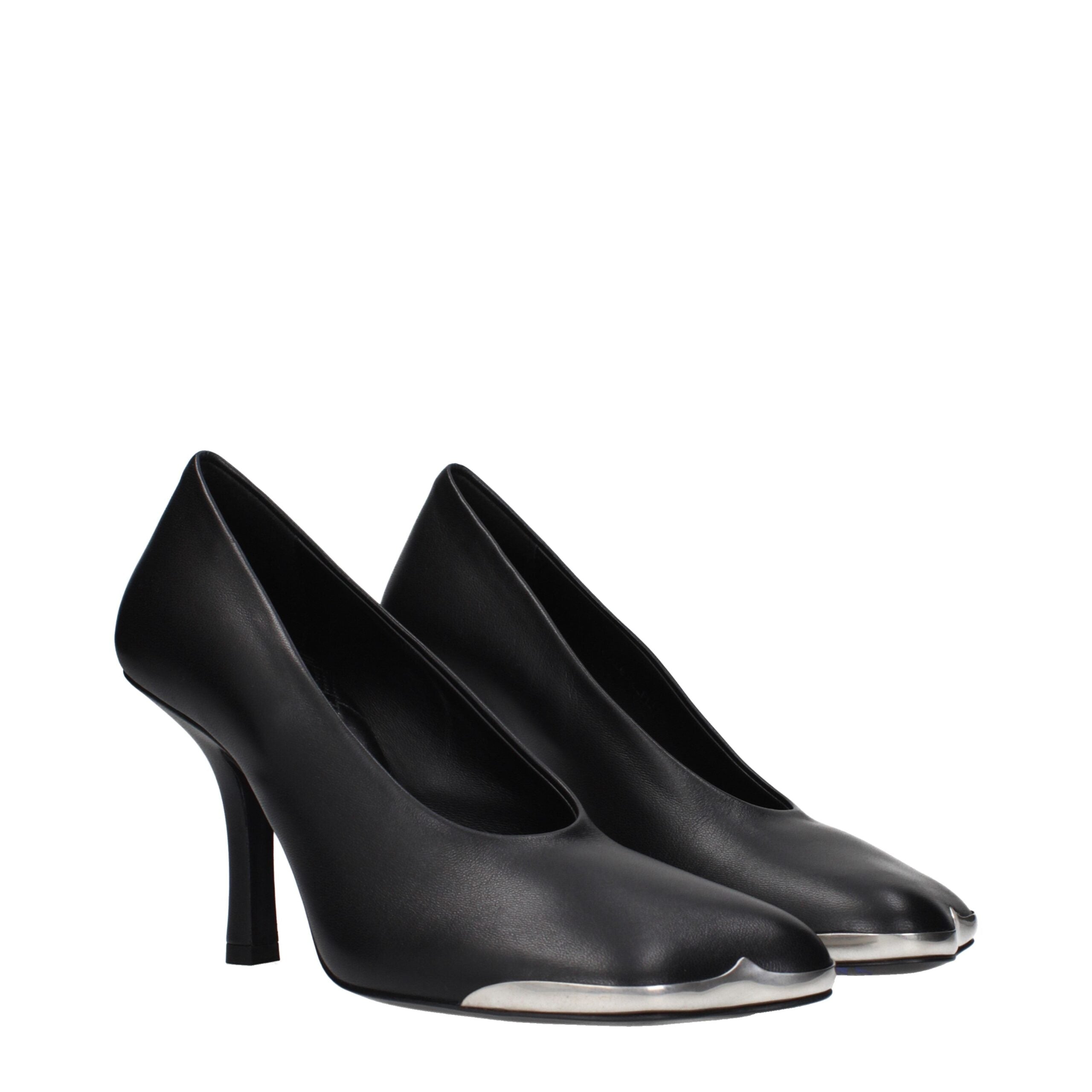 Black Leather High Heel Pumps