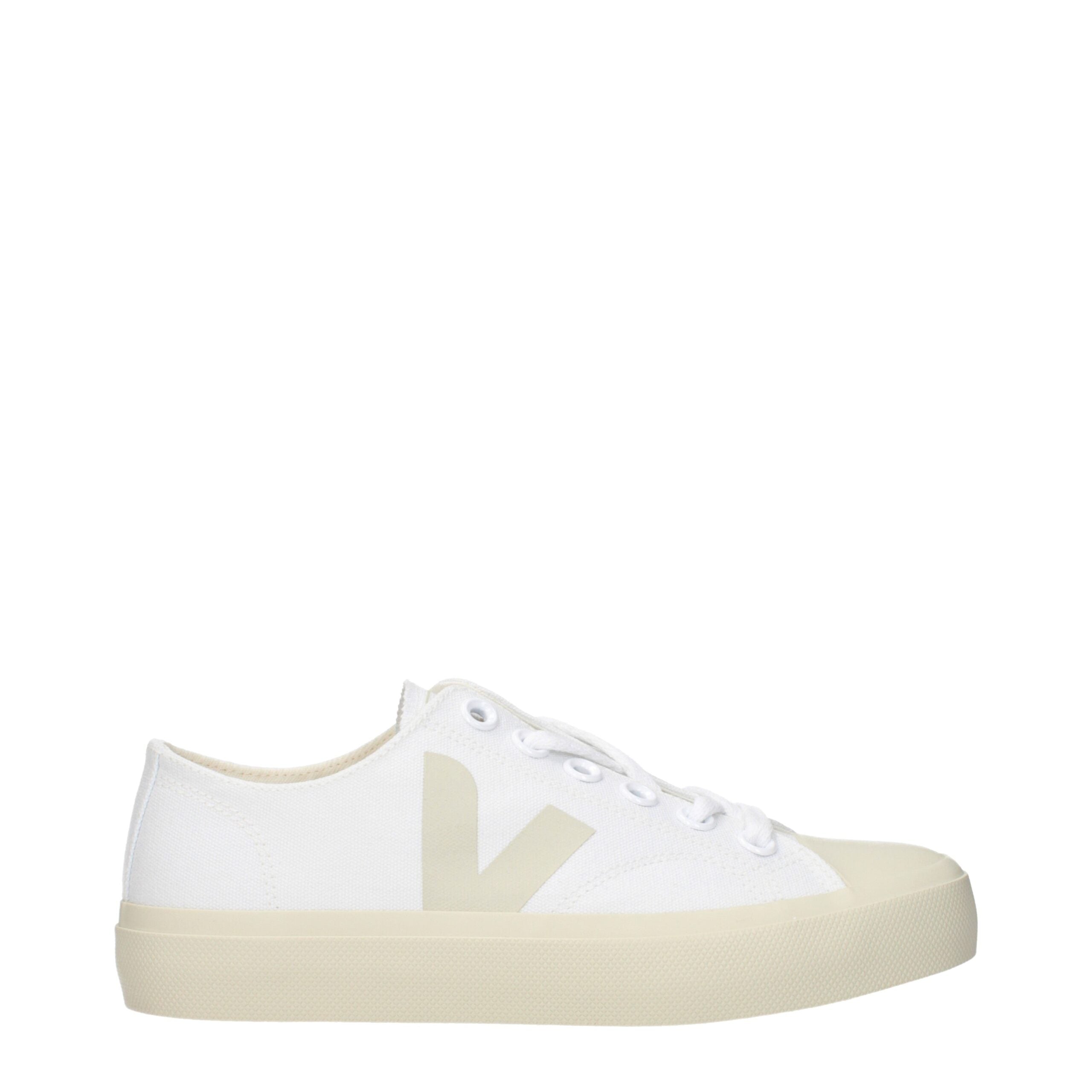 White Fabric Low Tops