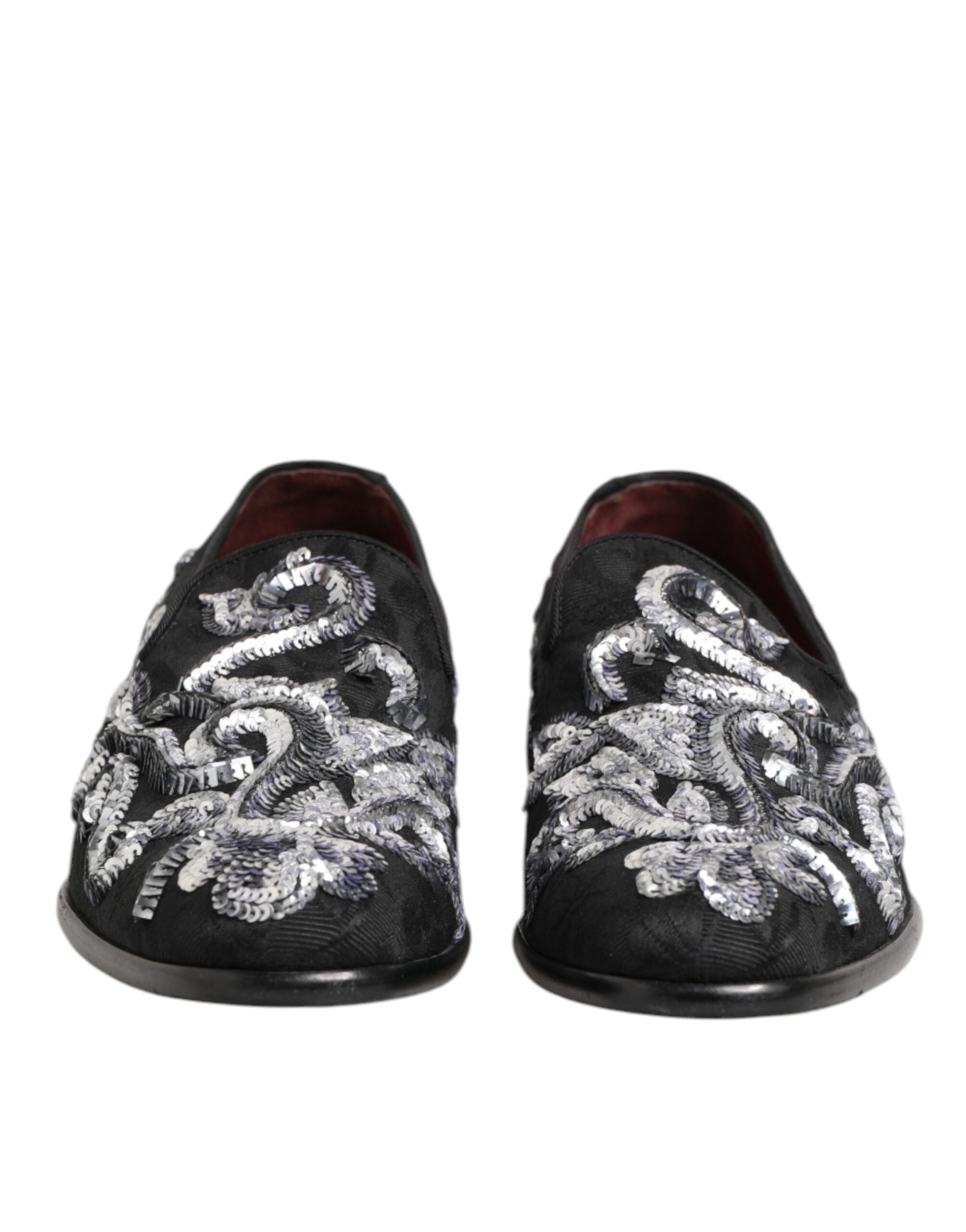 Black Silver Sequined Loafers Men Dress Shoes