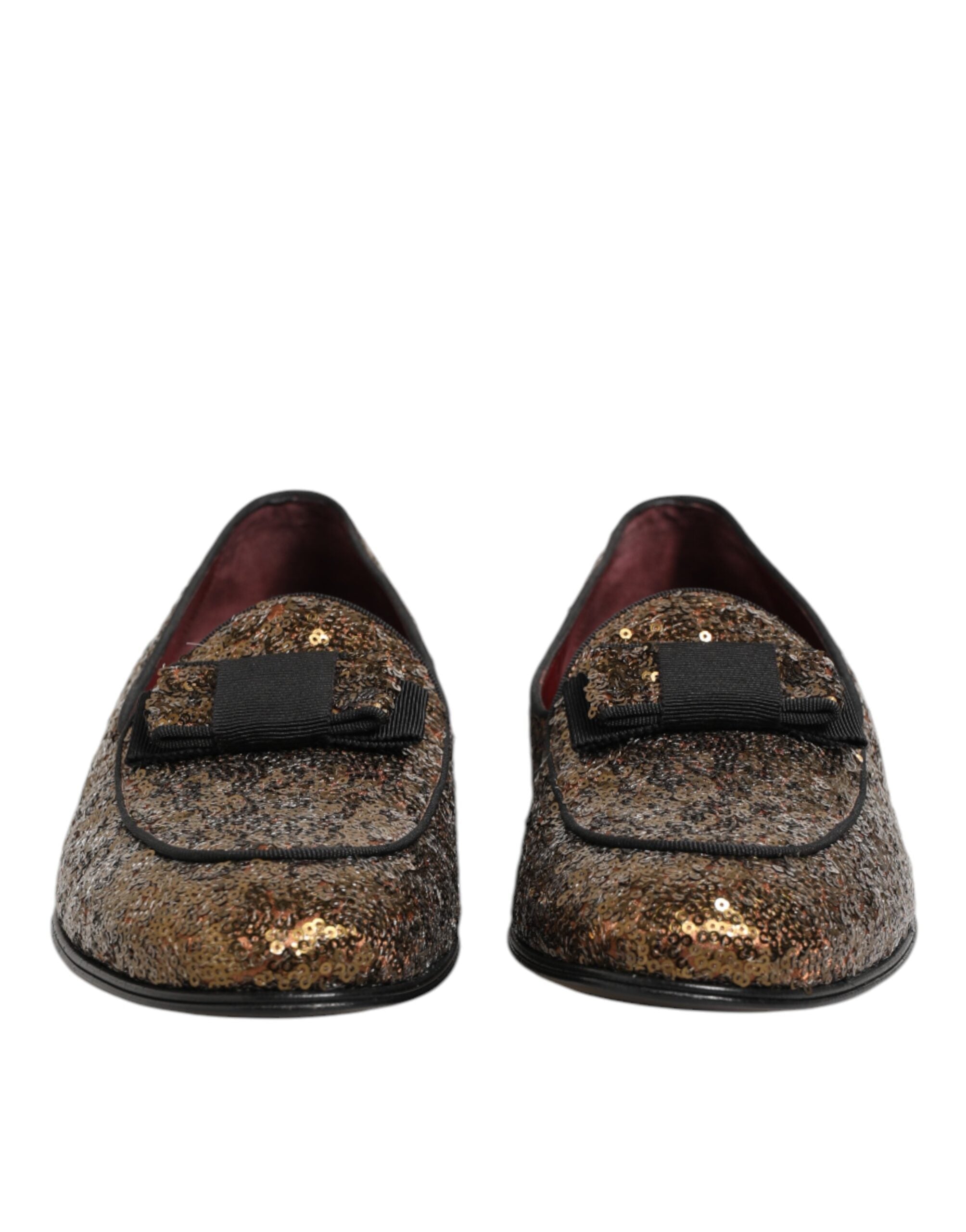 Gold Sequined Slip On Loafers Men Dress Shoes