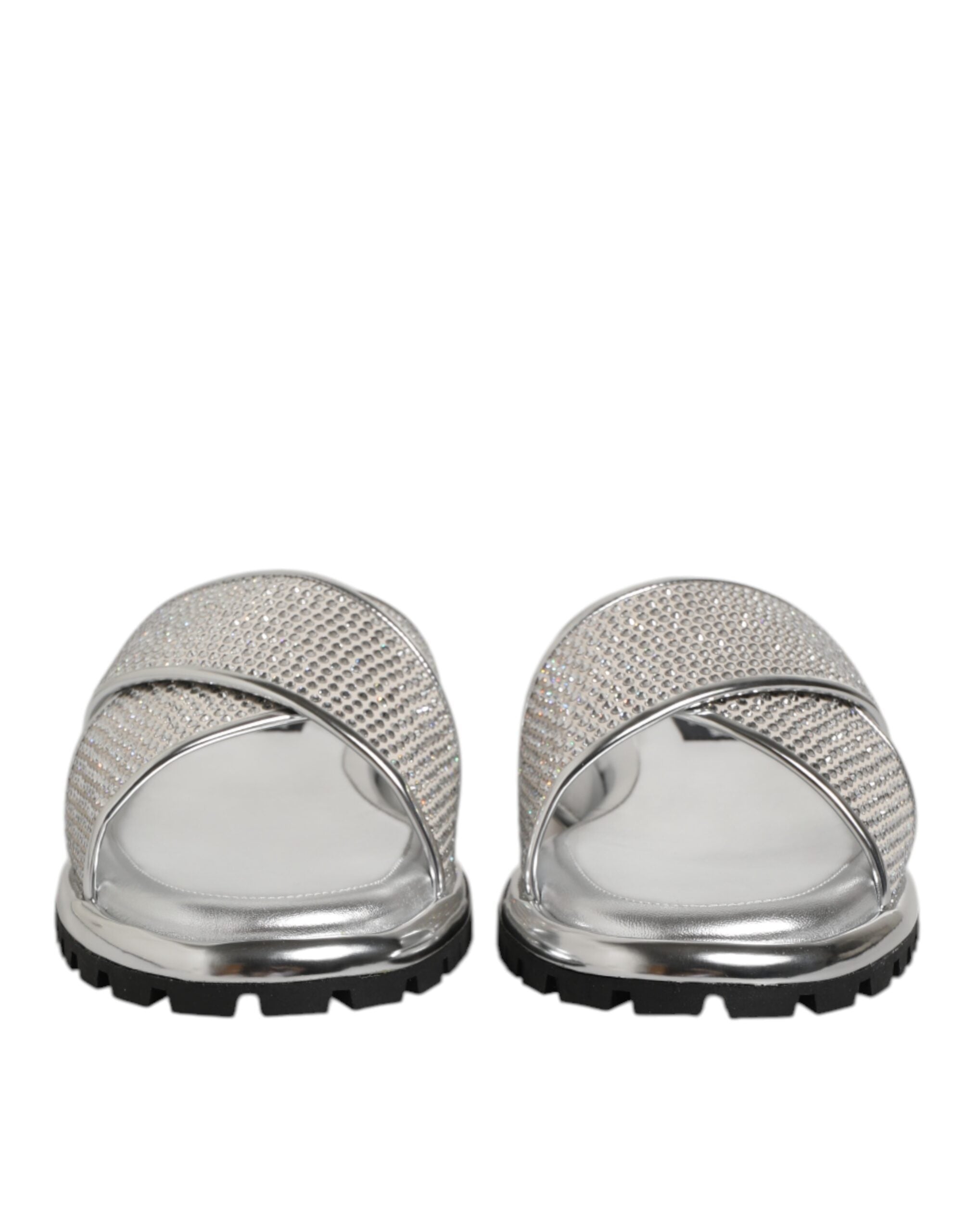 Silver Strass Slides Flats Slippers Shoes