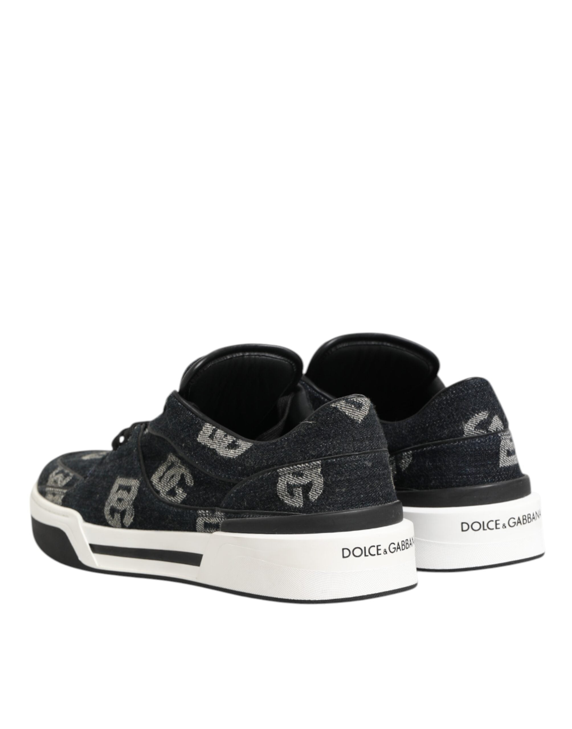 Blue Cotton Denim Logo Low Top Sneakers Shoes