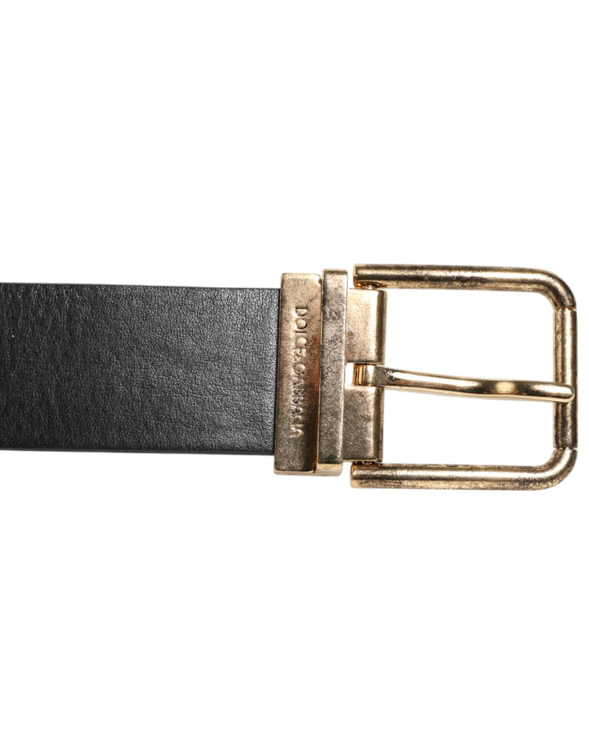Black Leather Gold Silver Coin Buckle Belt