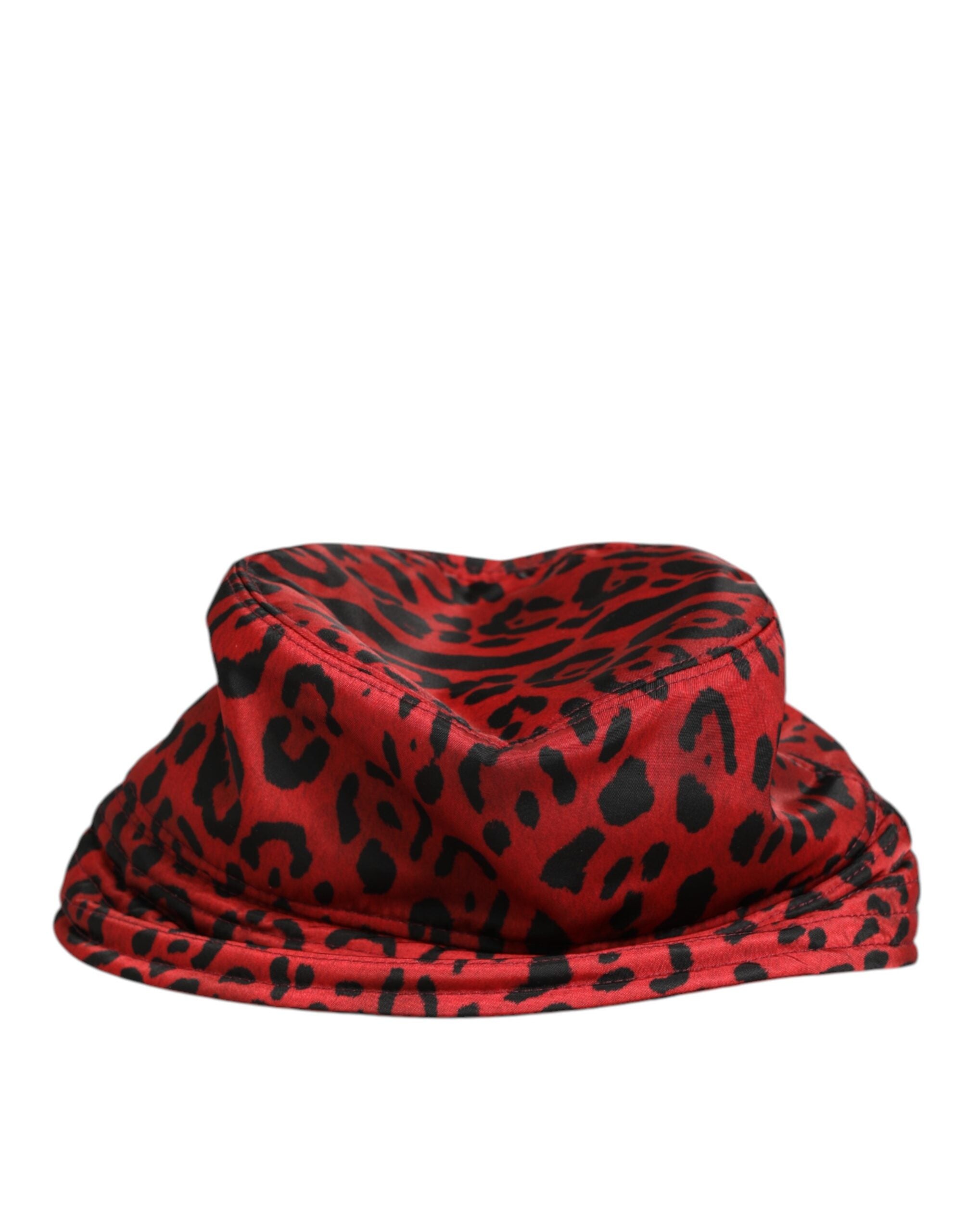 Red Black Nylon Leopard Print Bucket Men Cap Hat