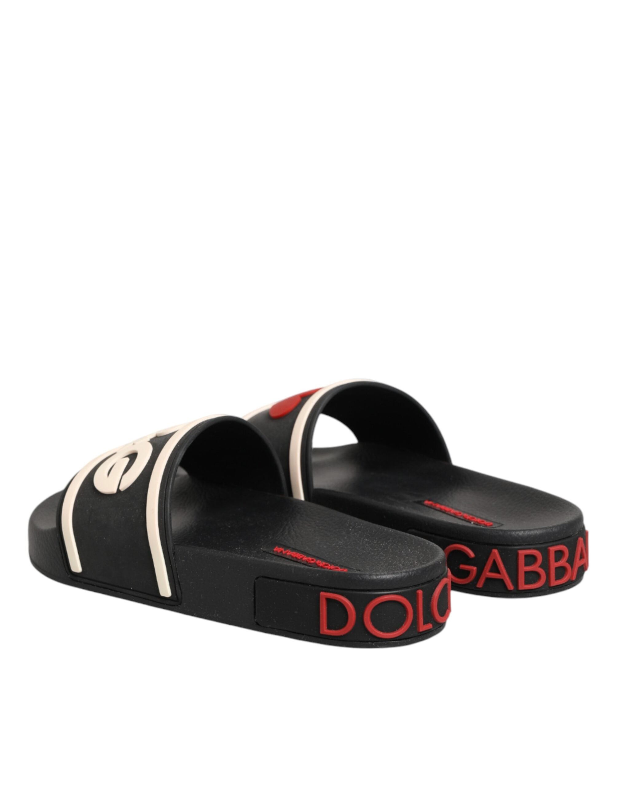 Black Rubber Slides Sandals Beachwear Shoes