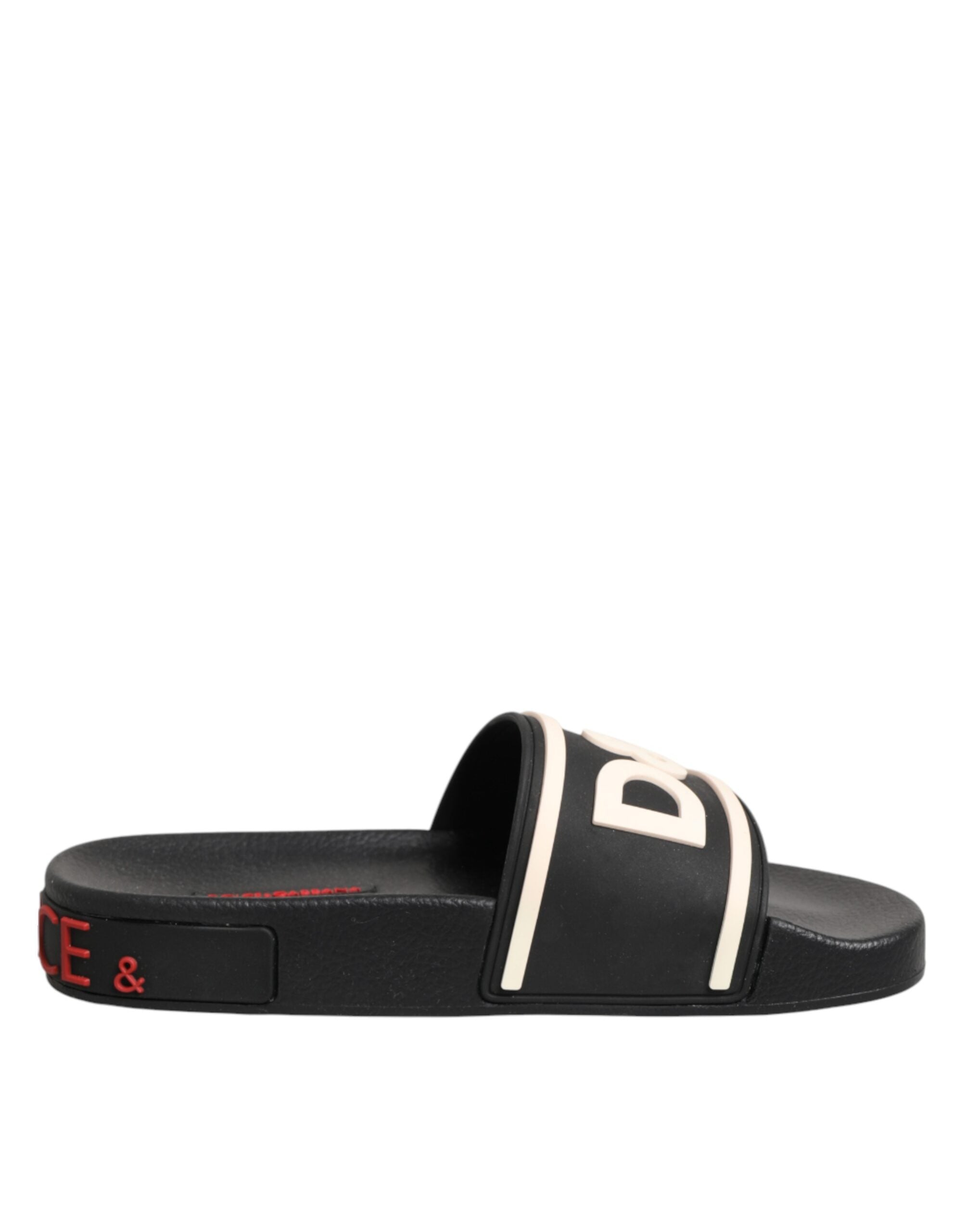 Black Rubber Slides Sandals Beachwear Shoes
