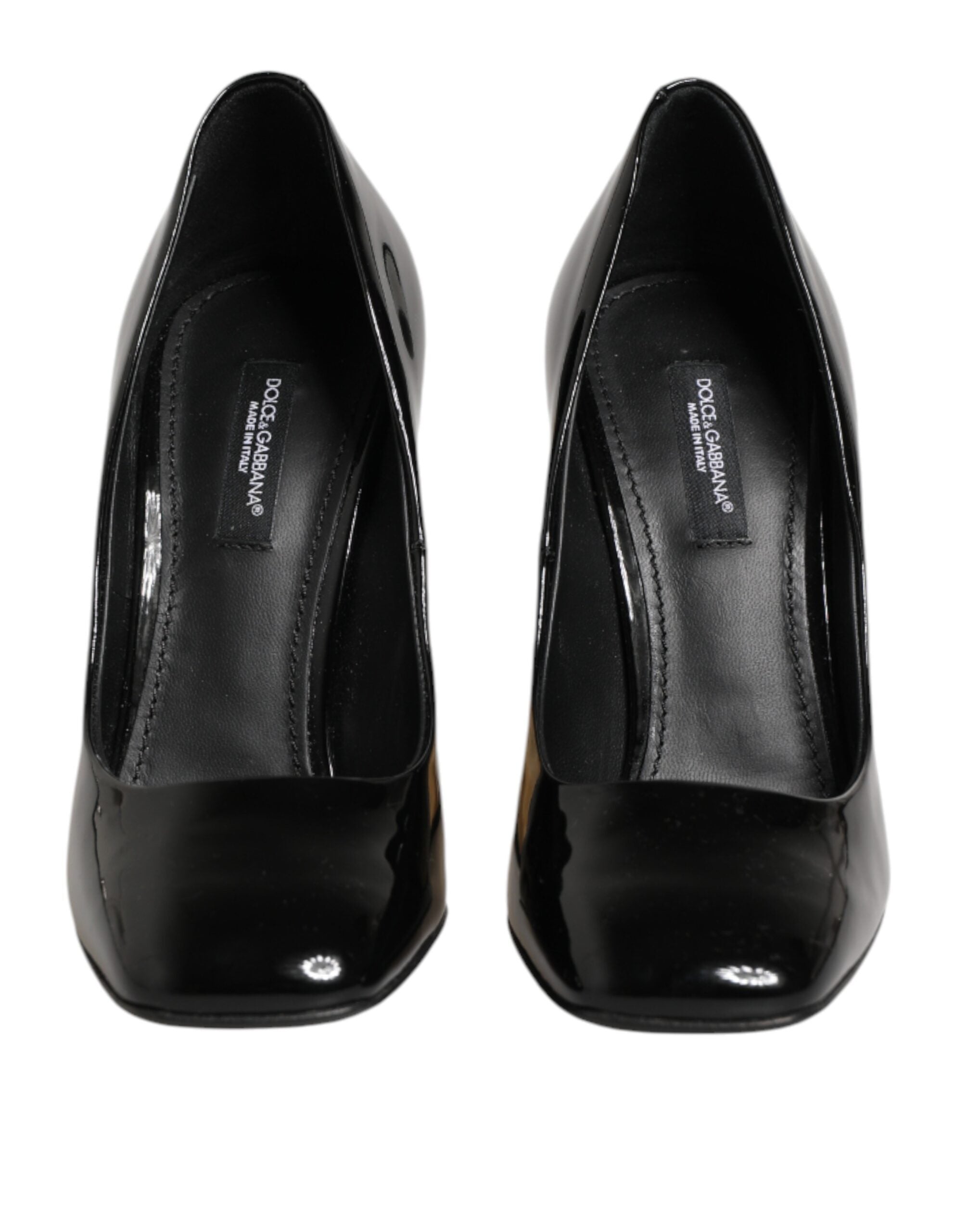 Black Gold Patent Leather Logo Heels Pumps Shoes
