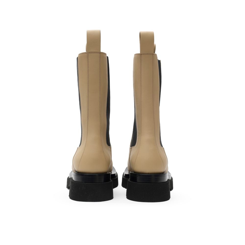 Beige Leather Chelsea Boots