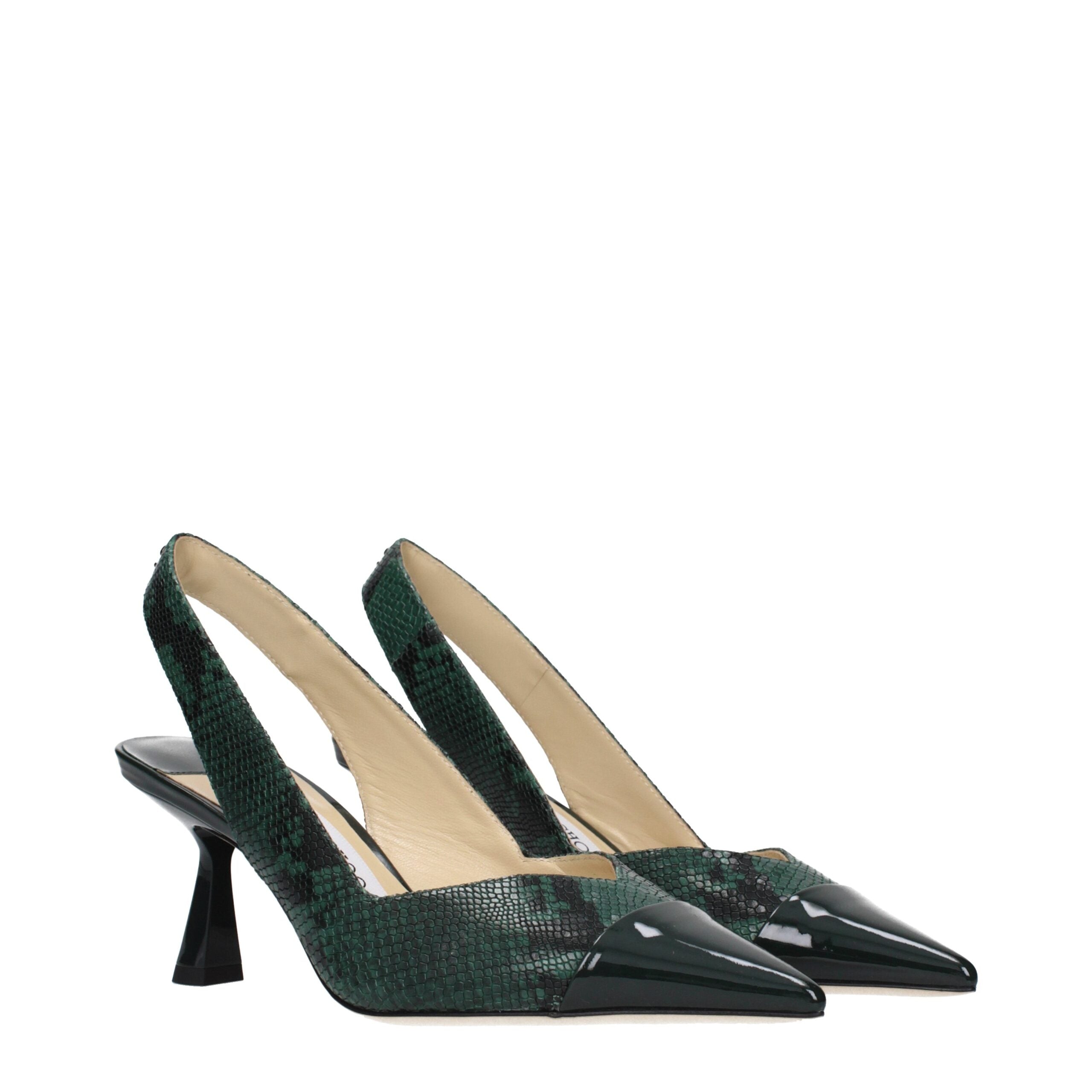 Green Leather High Heel Pumps
