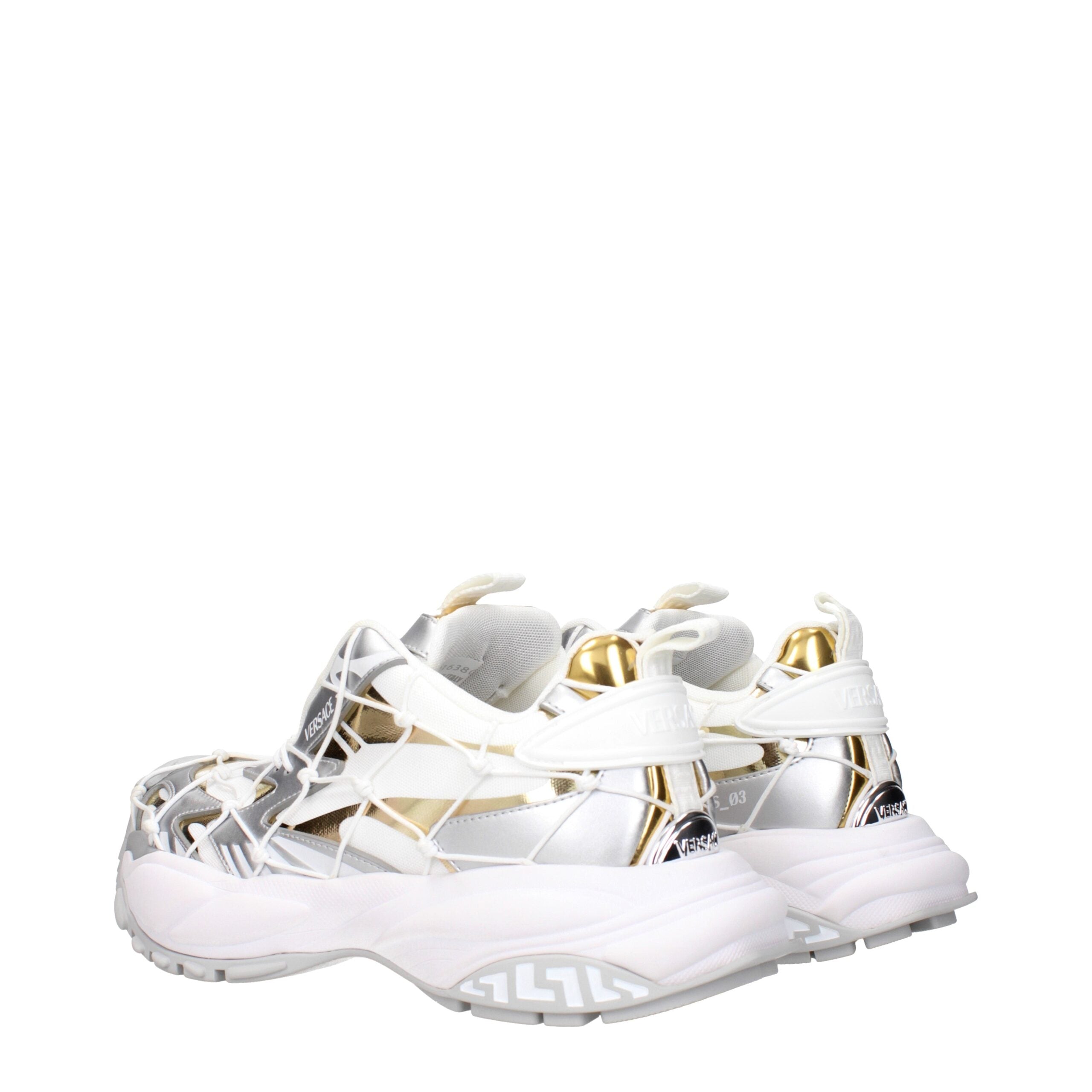 White Fabric Chunky Sneakers