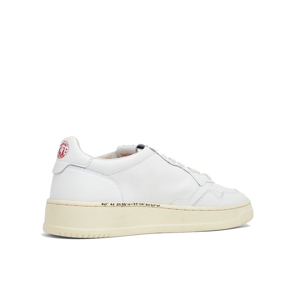 White Leather Low Top Sneakers