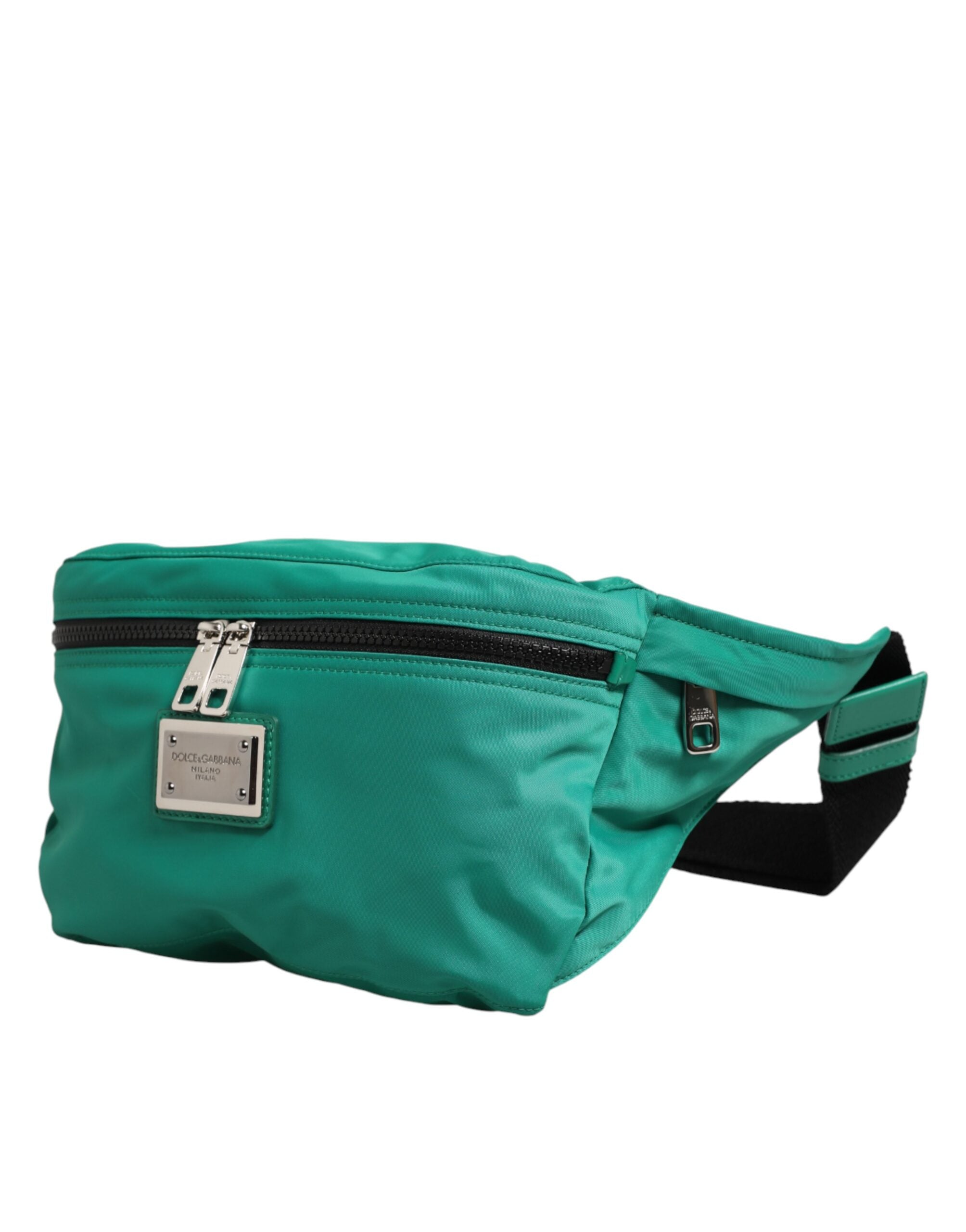 Zelená ledvinka s logem na opasek, nylonová pánská taška