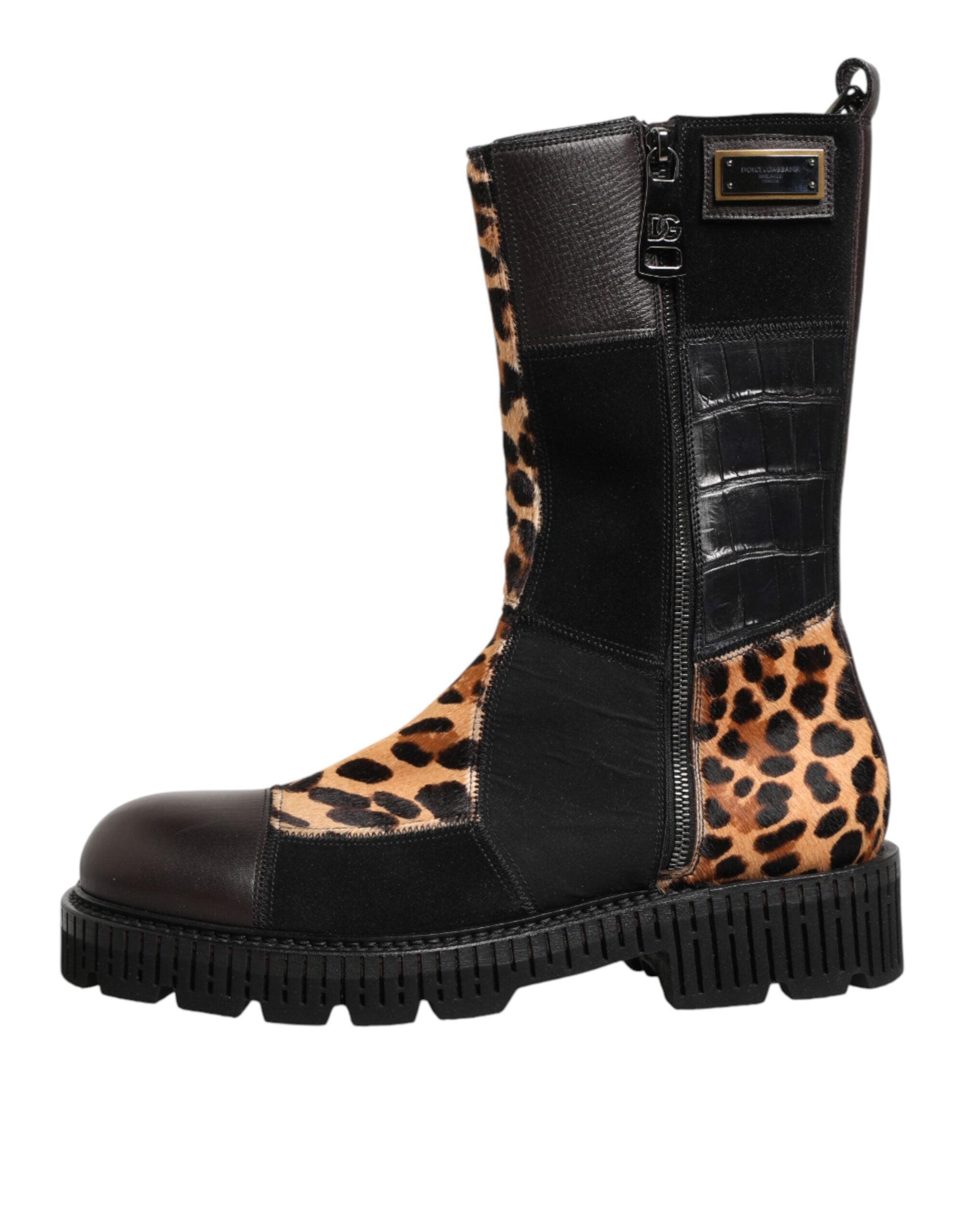 Vícebarevné kozačky do půlky lýtek s leopardím vzorem