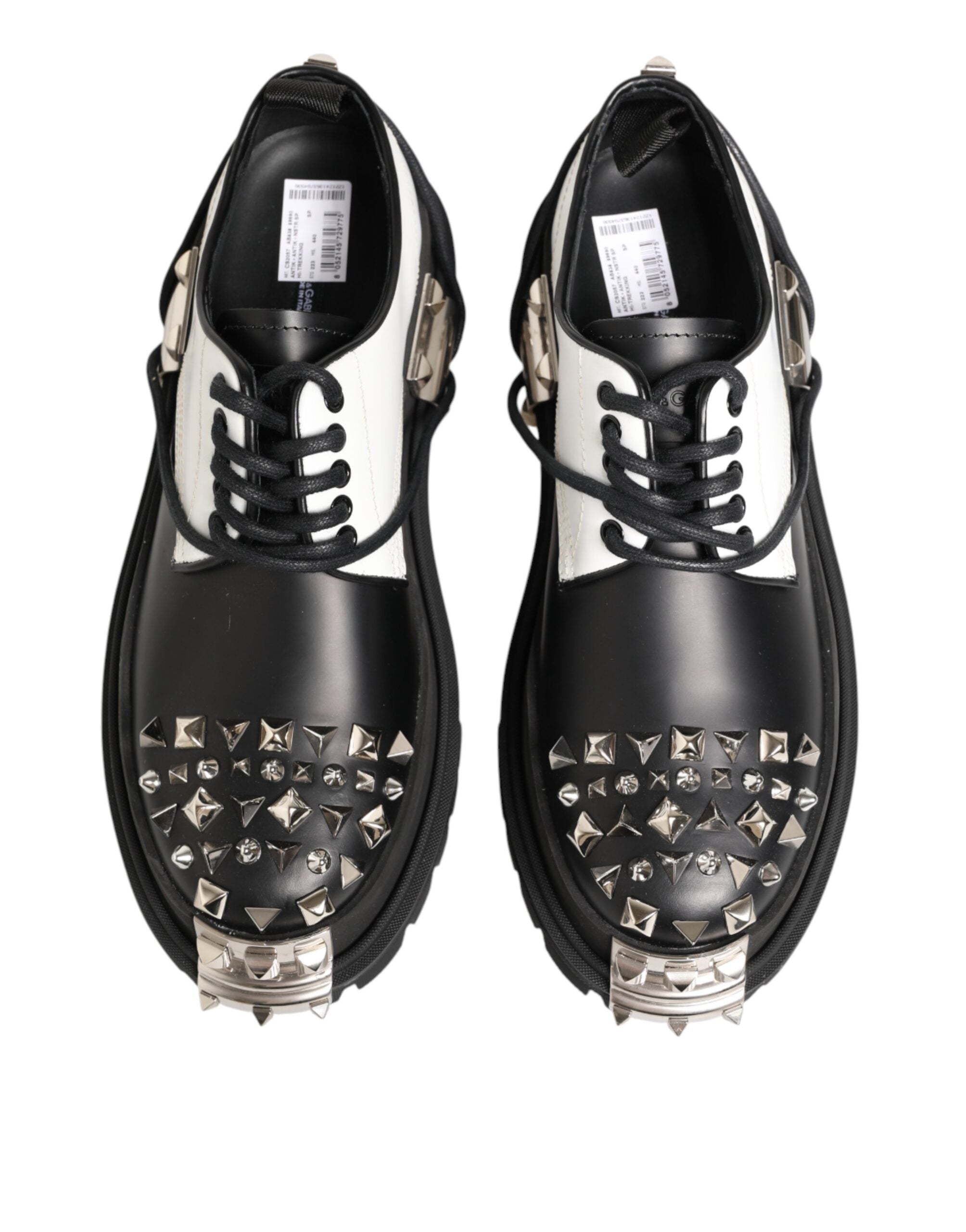 Black White Studded Men Formal Derby Shoes