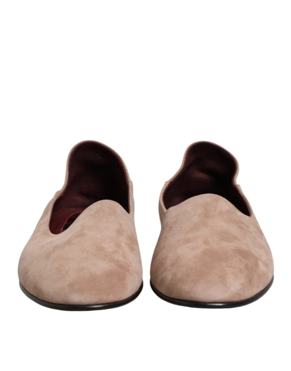 Beige Leather Suede Slip On Loafers Dress Shoes - styloora.cz