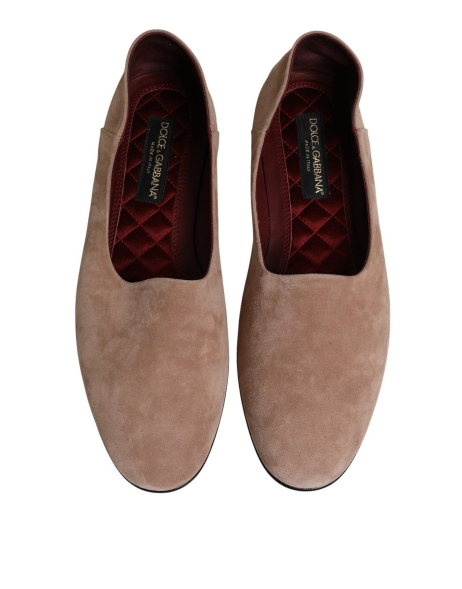 Beige Leather Suede Slip On Loafers Dress Shoes - styloora.cz