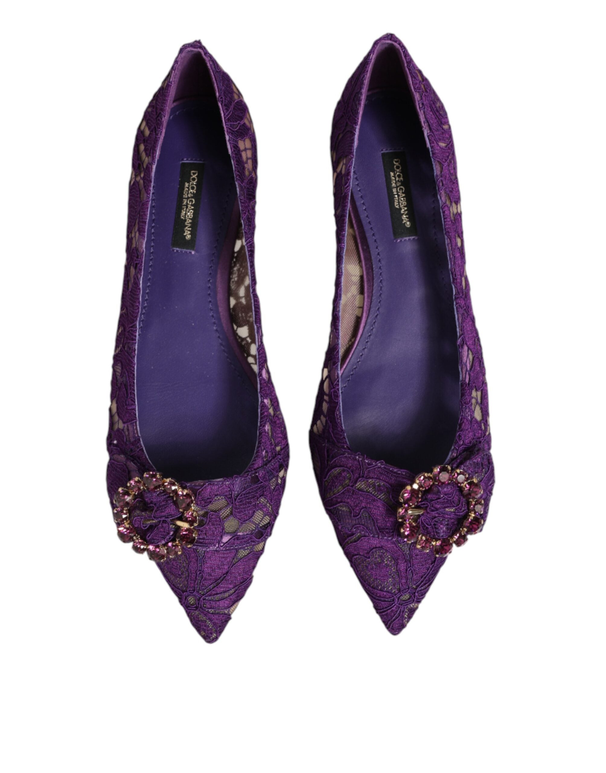 Fialové baleríny Taormina Lace s krystaly
