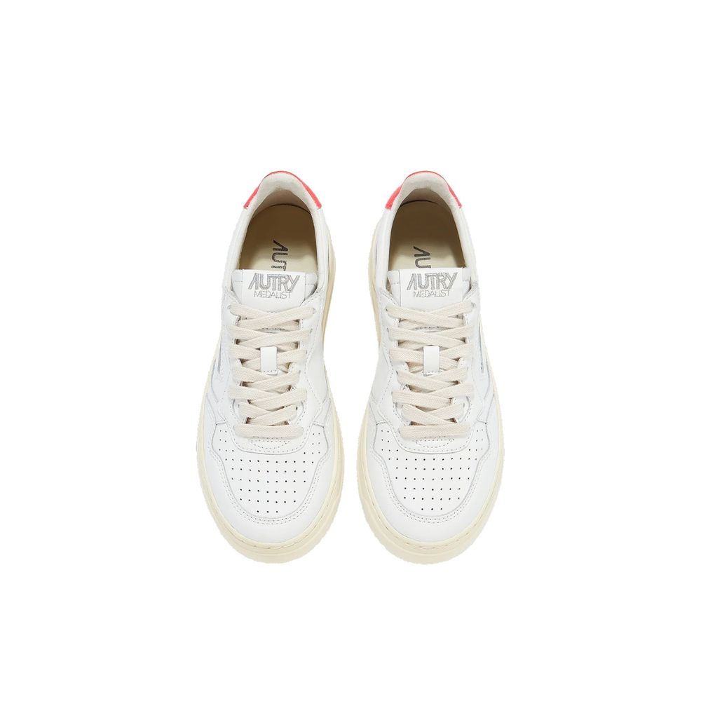White Leather Low Top Sneakers