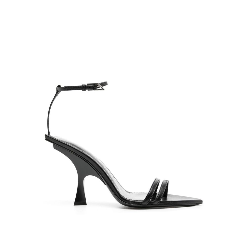 Black Silk Stiletto Heel Sandals