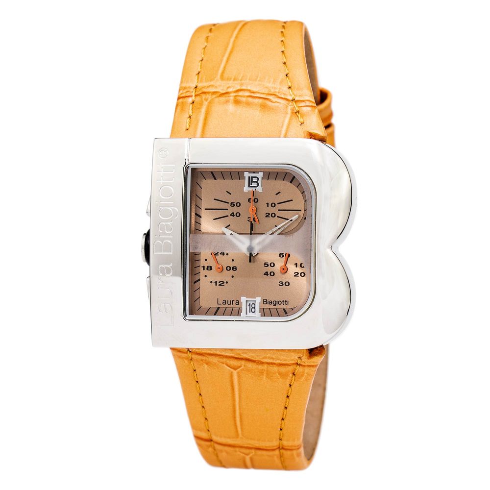 Orange Leather Dress Watch
