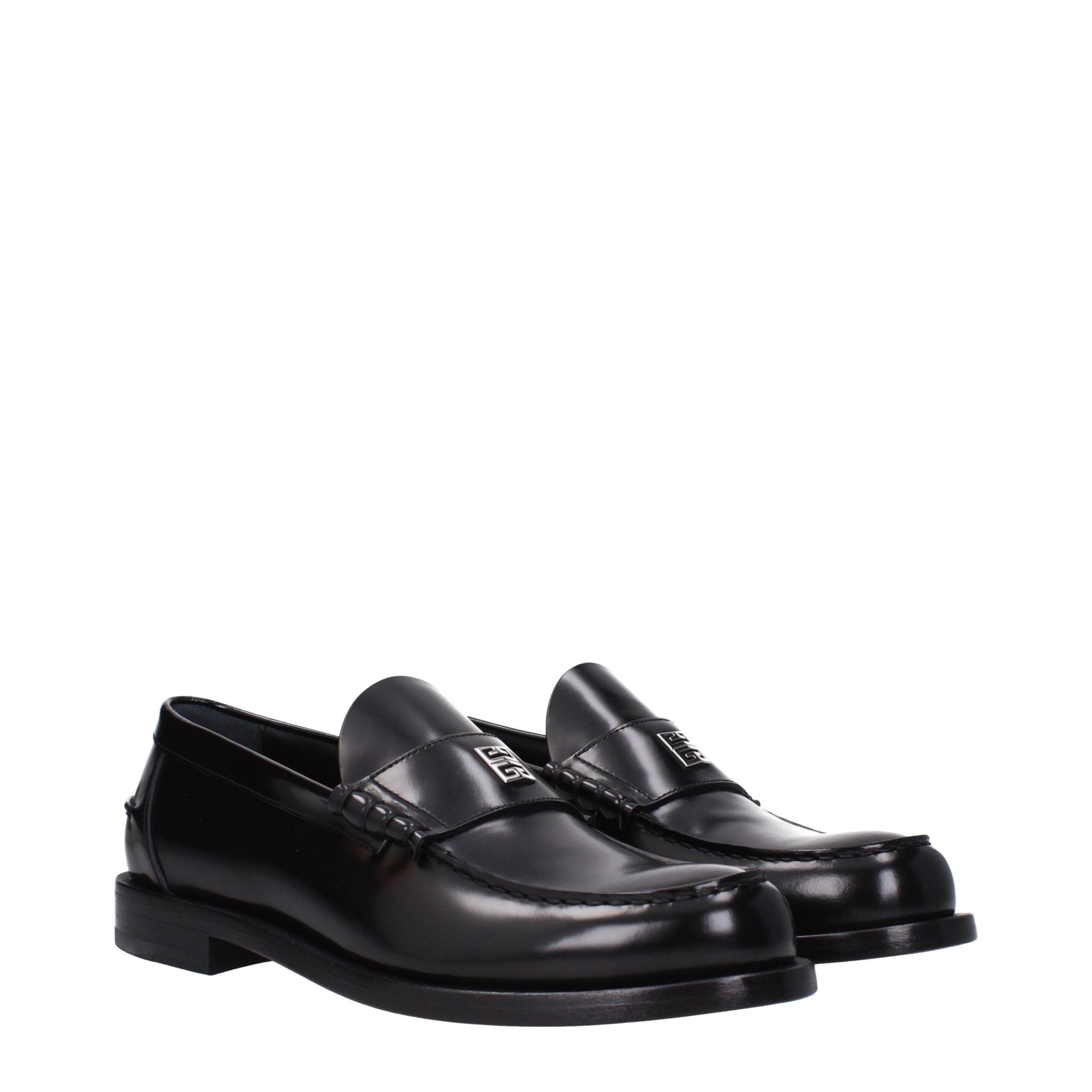 Black Leather Slip-On Loafers