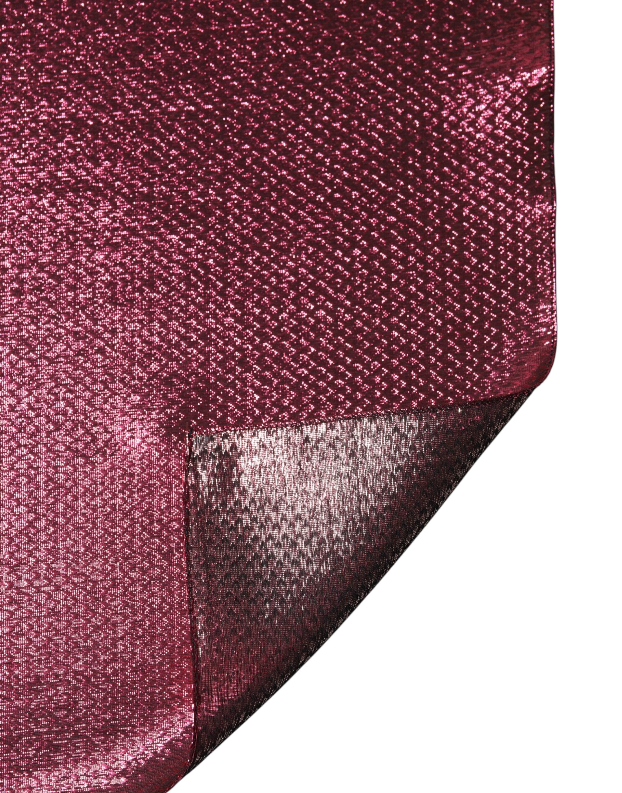 Metalicky růžový hedvábný čtvercový šátek Foulard