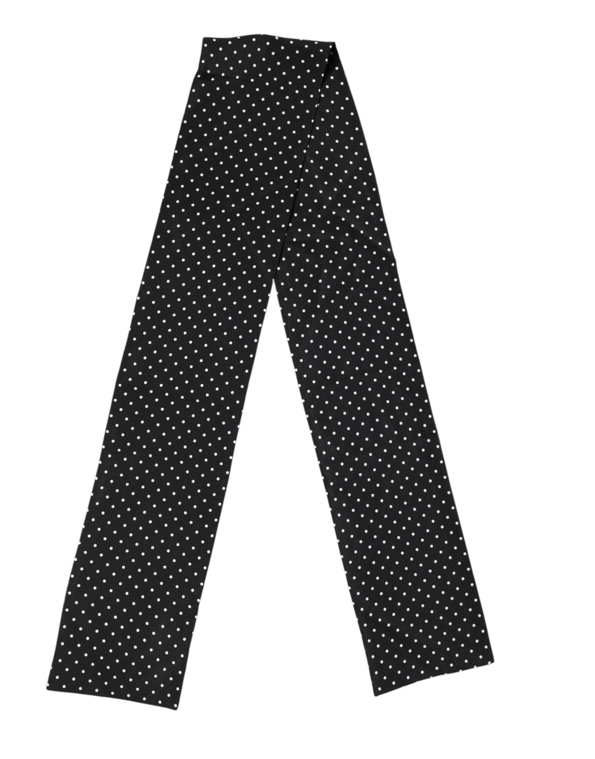 Černý šátek/foulard na krk s puntíky 133,5 cm x 12,5 cm