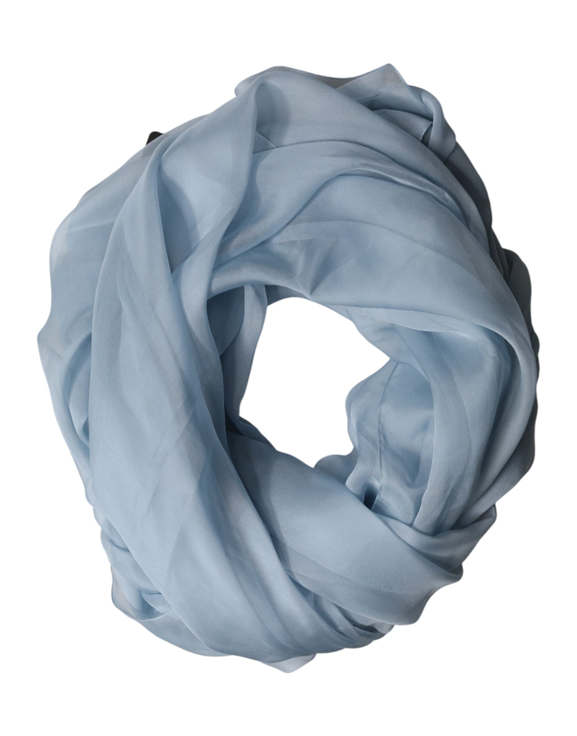 Světle modrá hedvábná šála/štóla/šátek na krk 200cm x 130cm