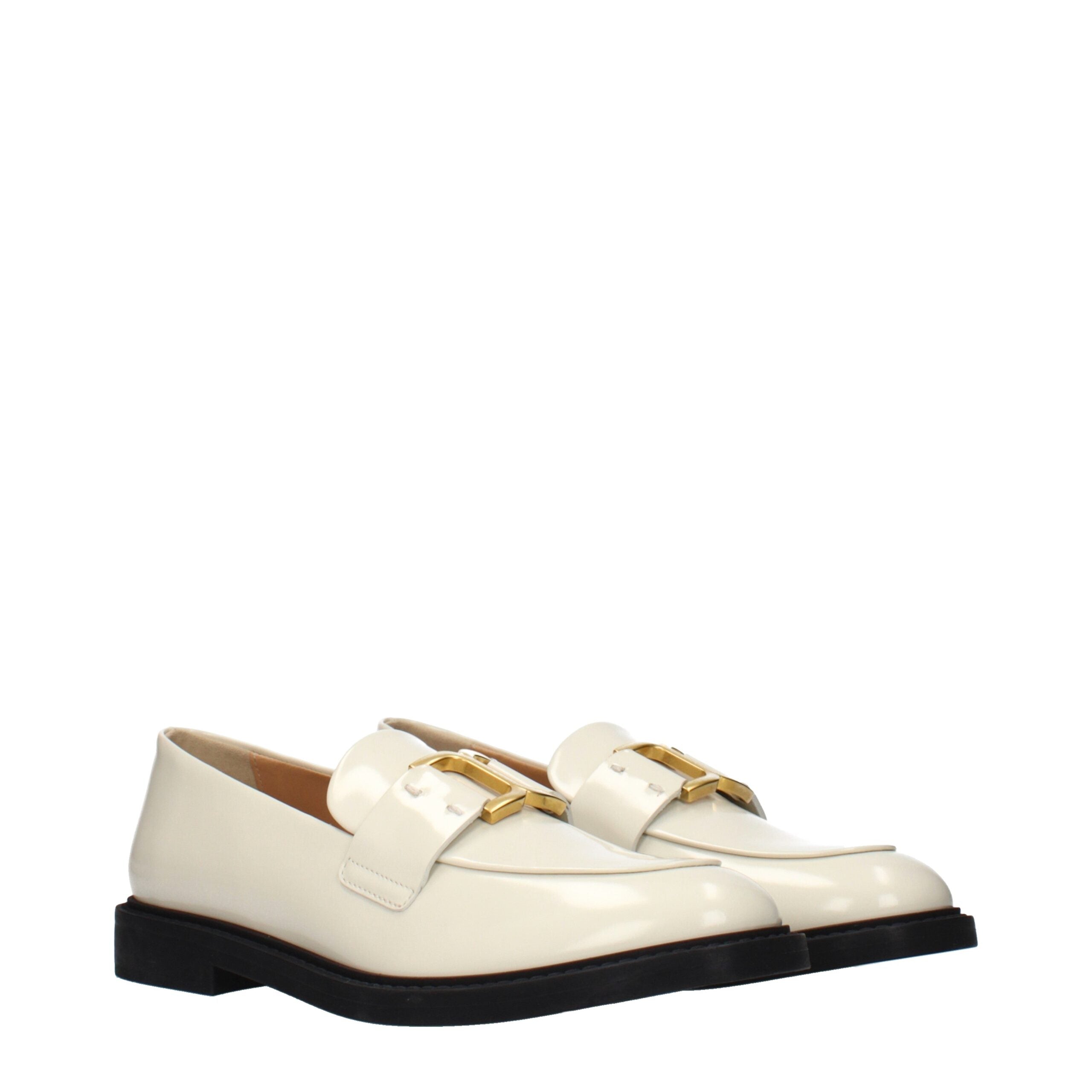 Beige Leather Slip-On Loafers