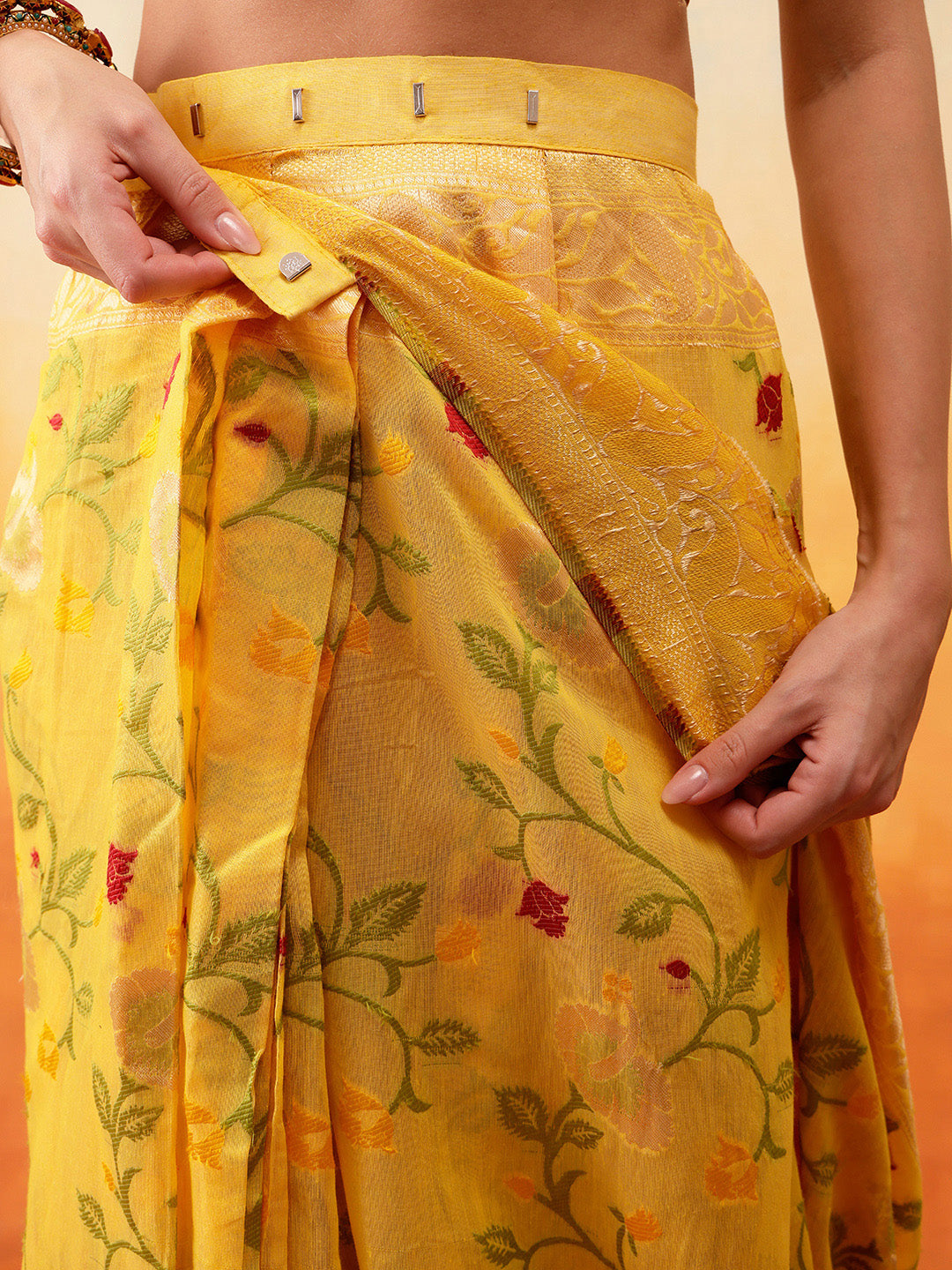 Cotton Jamdani Floral Work Ready to Wear Indian Saree